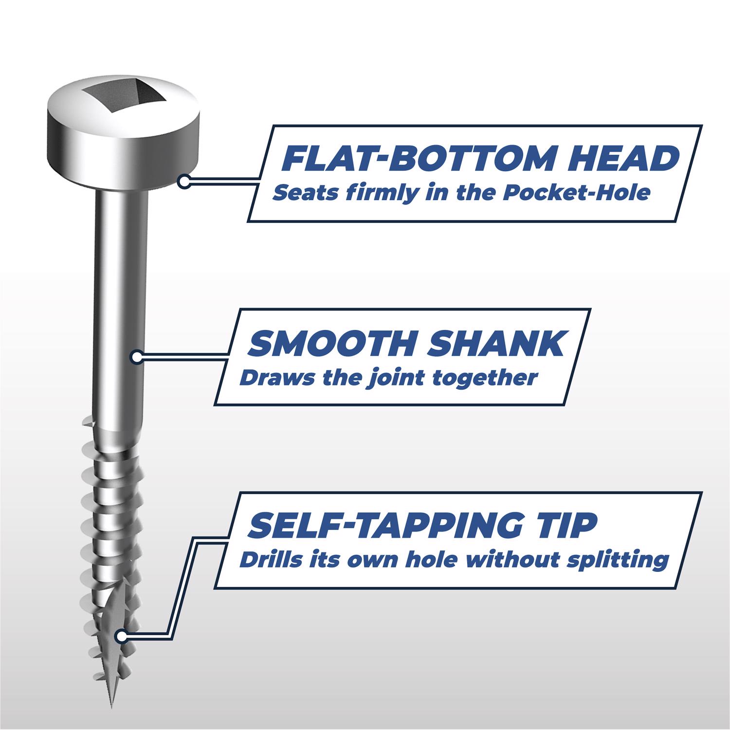 Kreg No. 8 X 1-1/2 in. L Square Zinc-Plated Pocket-Hole Screw 100 pk
