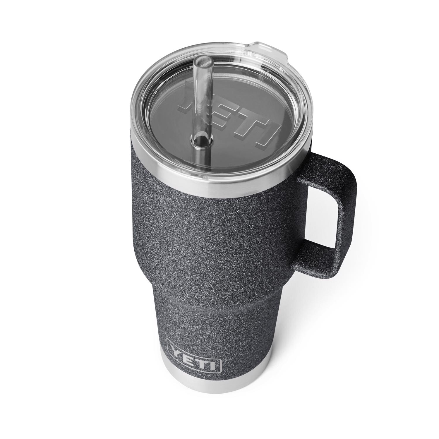 YETI Rambler 35 oz Black Stone BPA Free Insulated Straw Tumbler