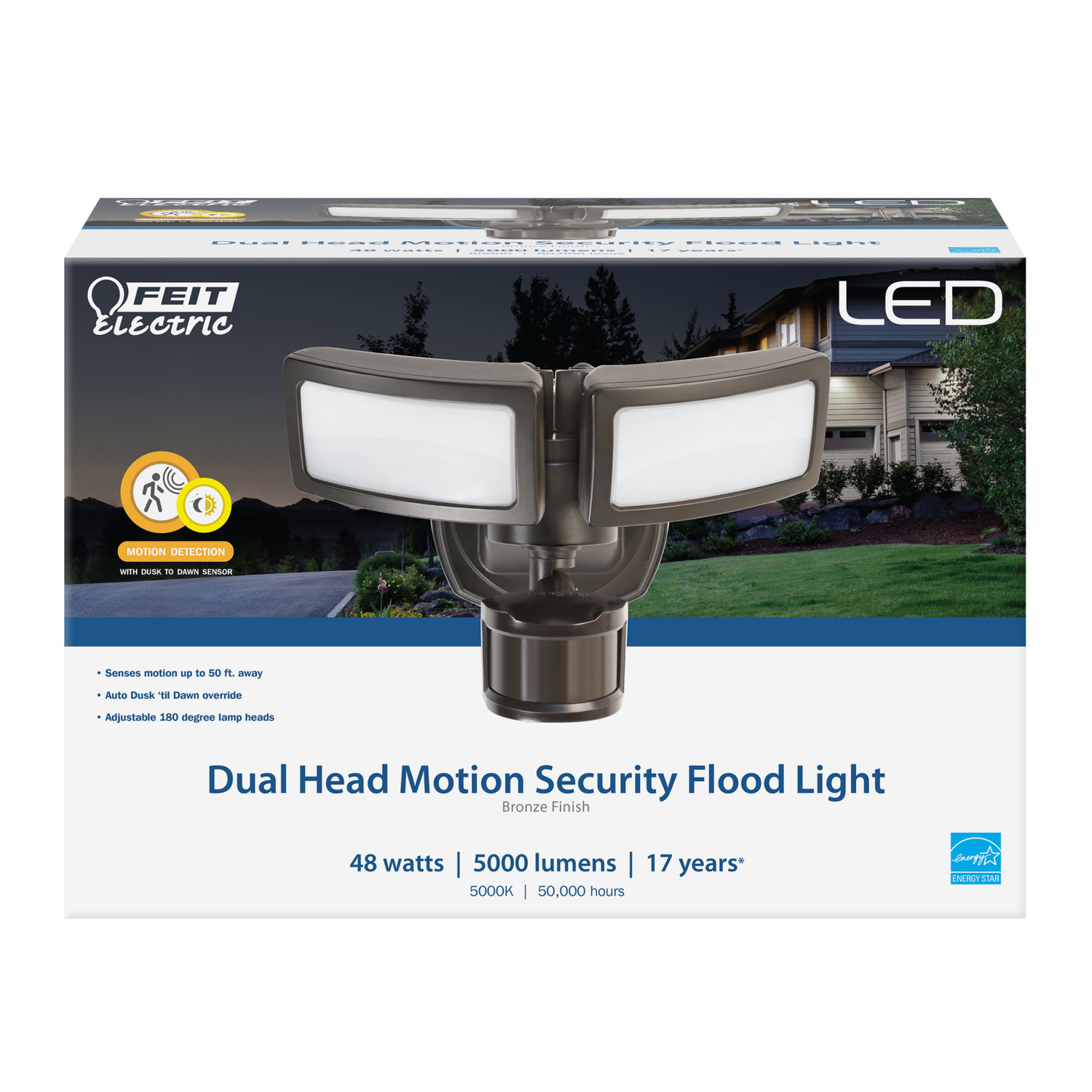 Feit Electric Motion-Sensing Hardwired Led Bronze Security Floodlight