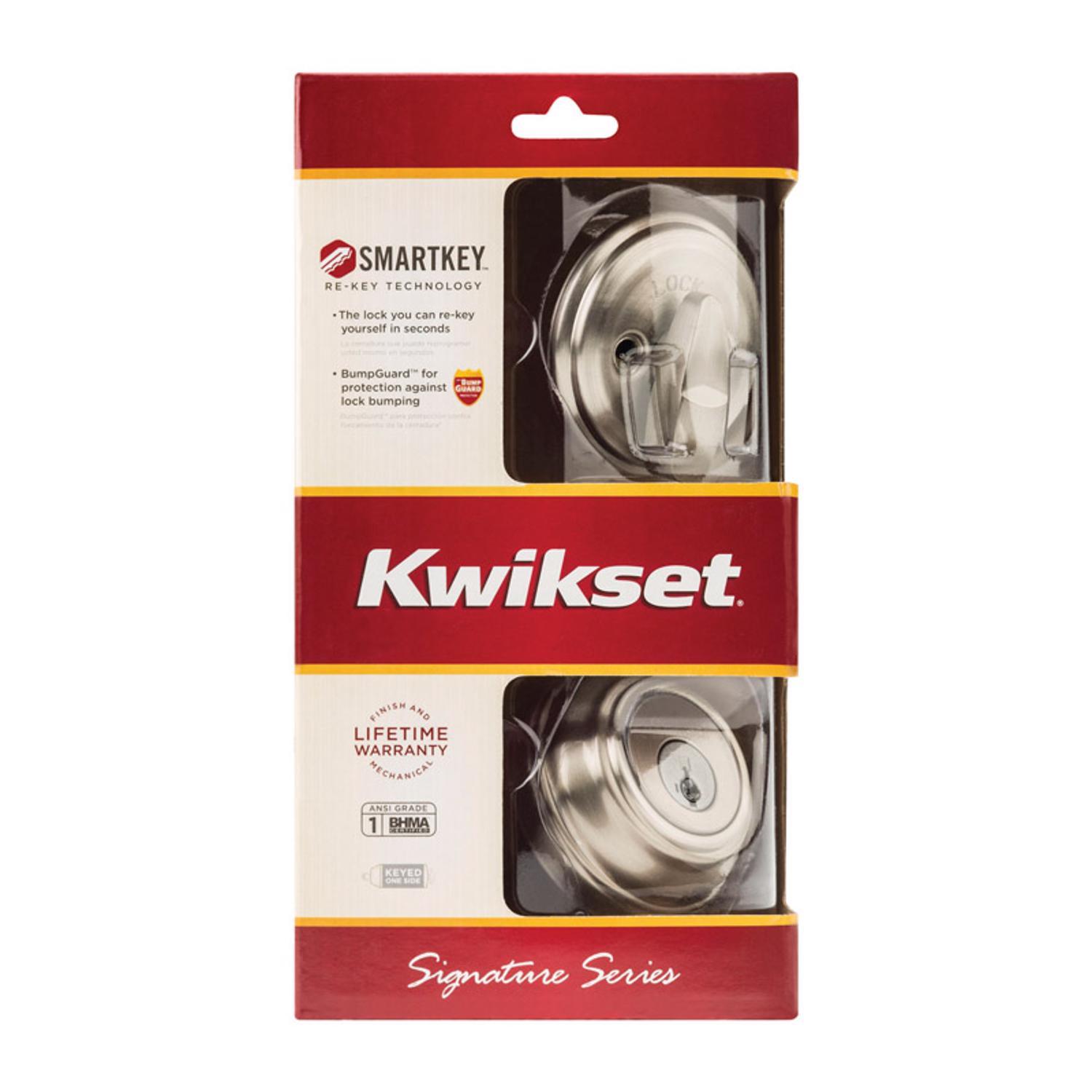 Kwikset SmartKey Satin Nickel Metal Deadbolt