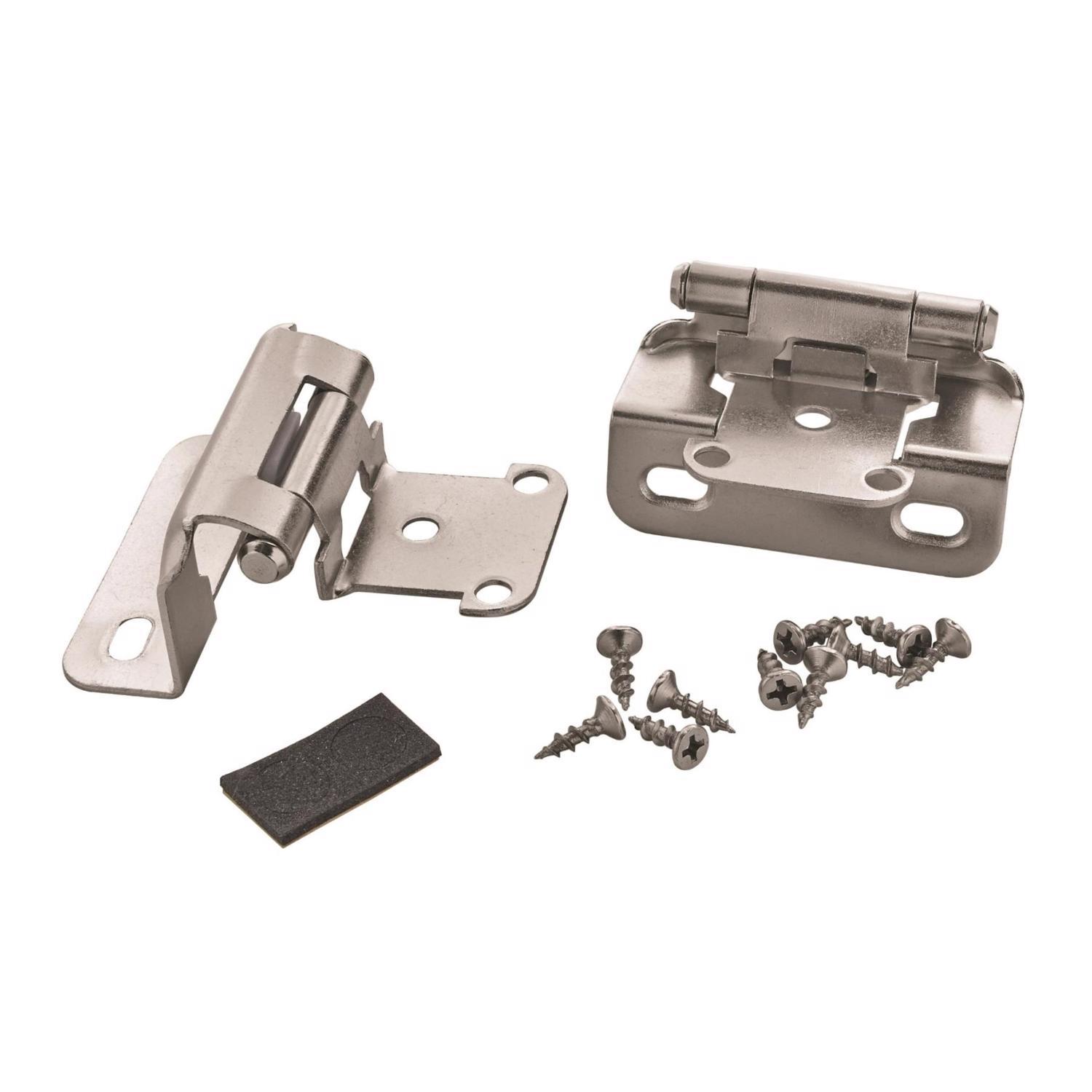 Amerock 1-1/2 in. W X 2-1/4 in. L Satin Nickel Steel Self-Closing Hinge 2 pk
