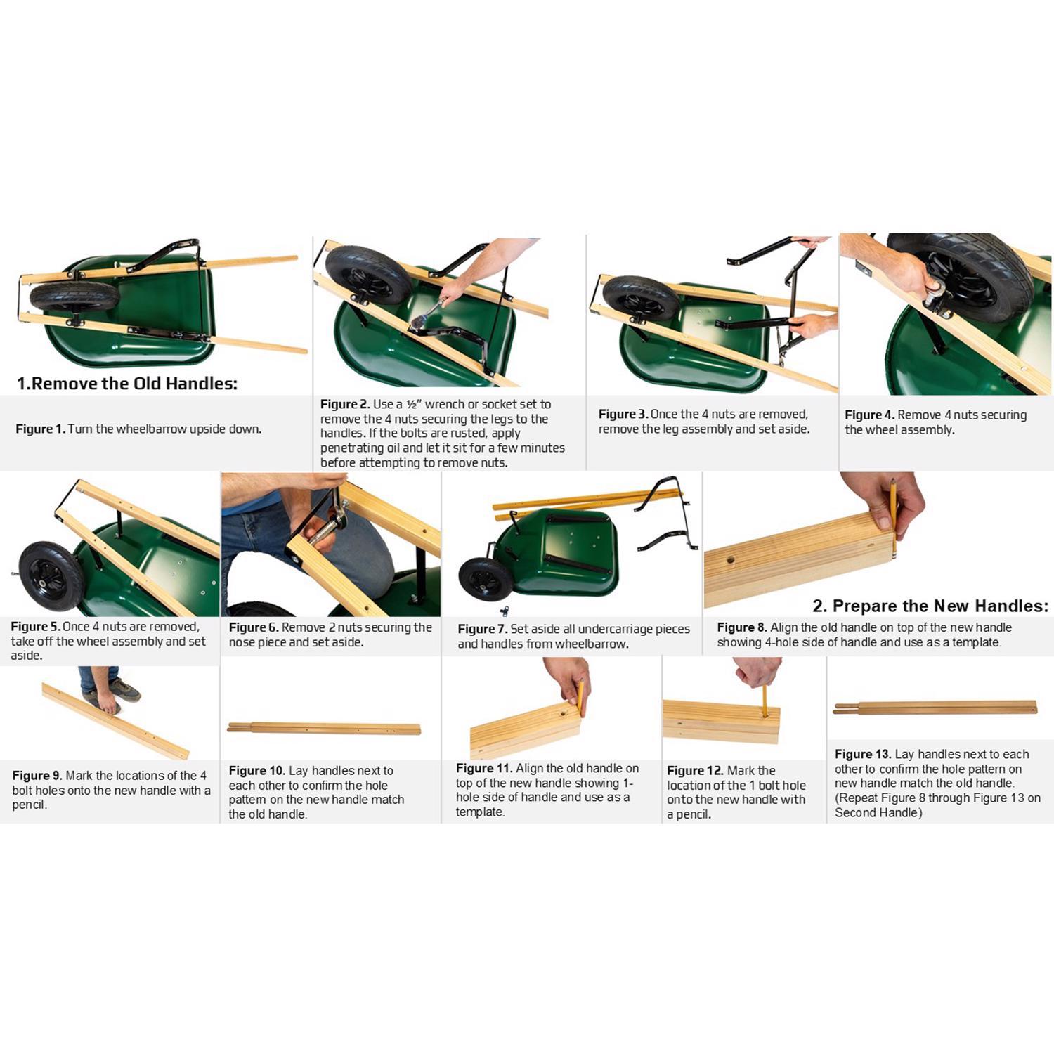 Truper Replacement Wheelbarrow Handle Hardwood