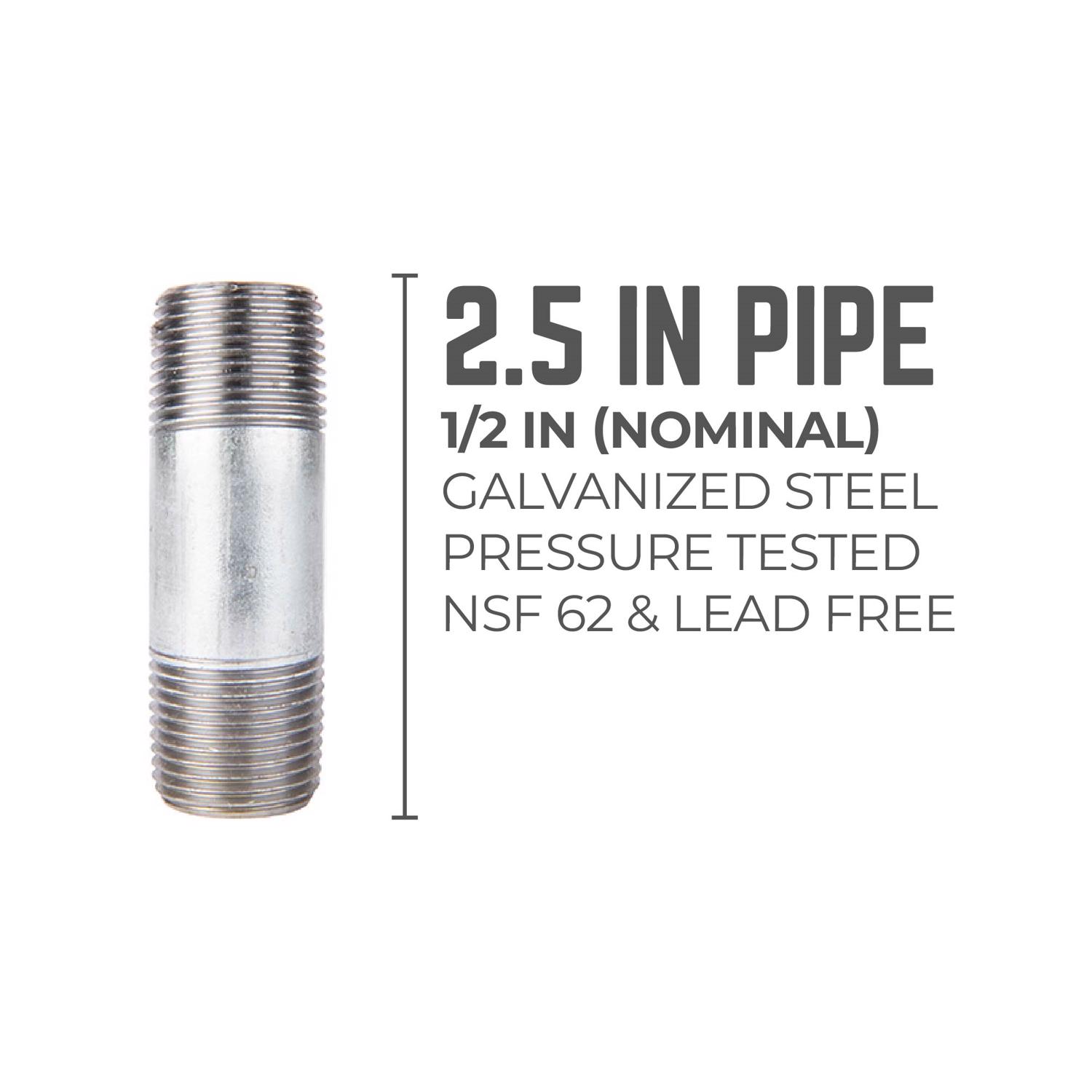 STZ Industries 1/2 in. MIP each X 1/2 in. D MIP Galvanized Steel 2-1/2 in. L Nipple