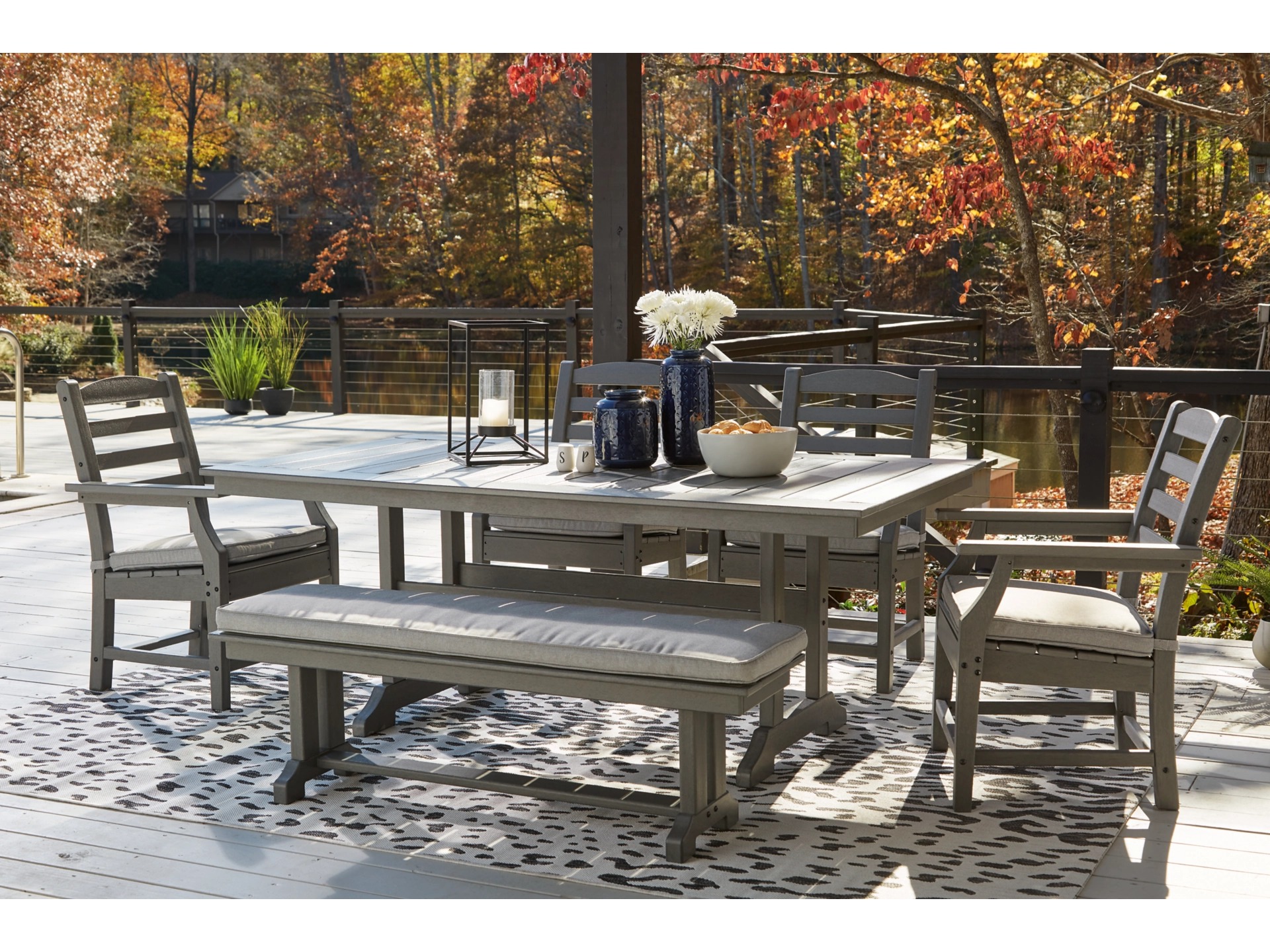 Ashley Visola 6 pc. Gray Dining Set with Bench