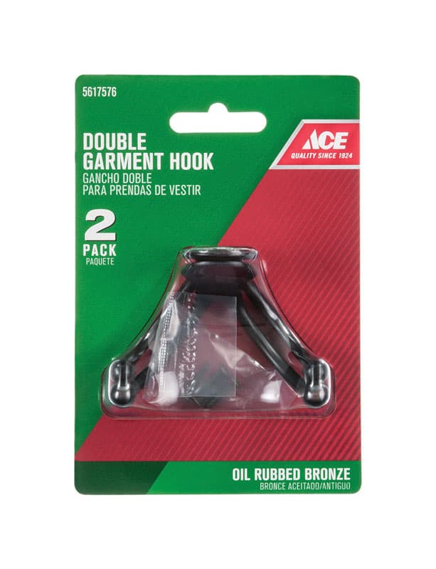 Ace 1 in. L Oil Rubbed Bronze Brown Metal Small Double Garment Hook 2 pk