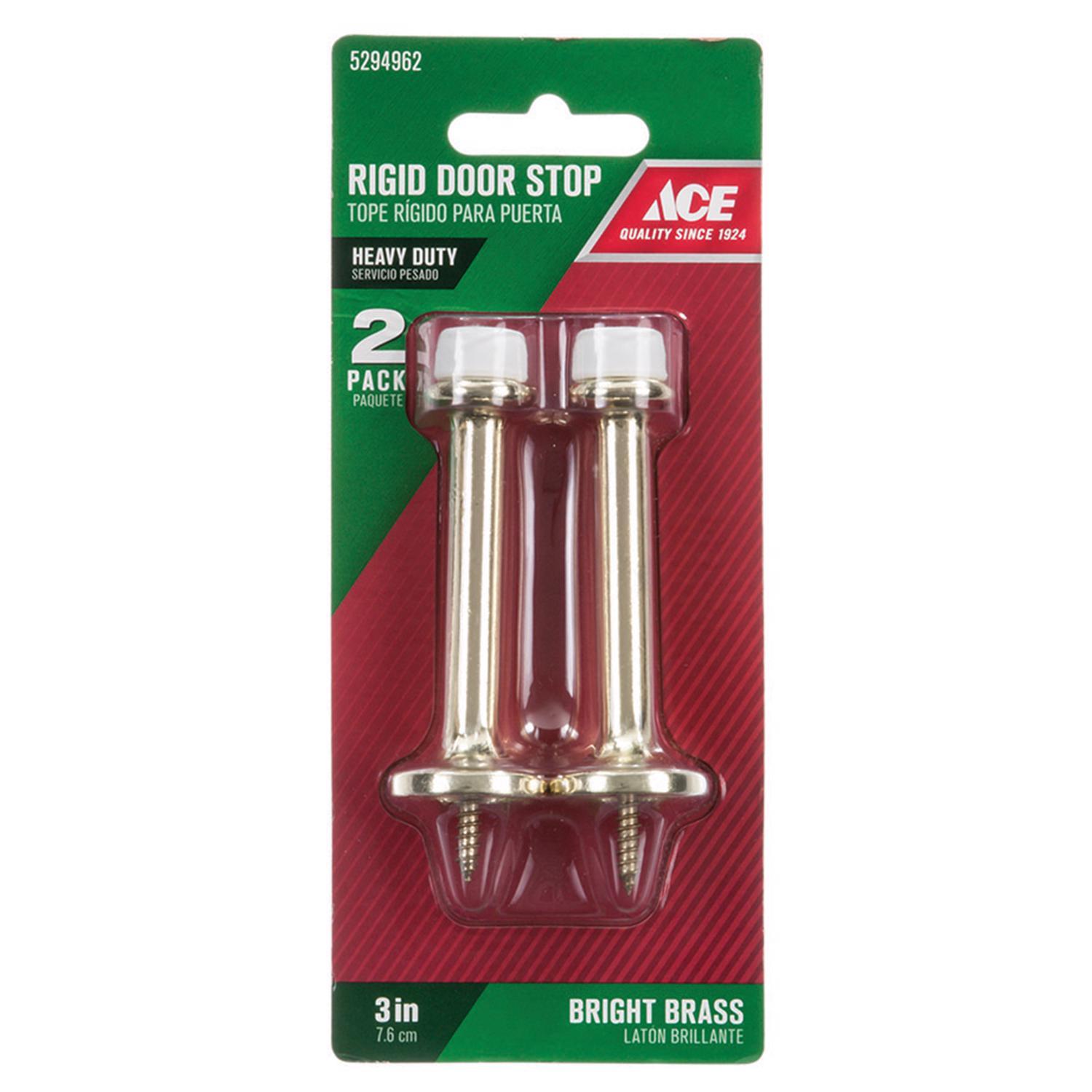 Ace 3 in. W Metal Bright Gold Rigid Door Stop Mounts to door and wall 1/8 in.