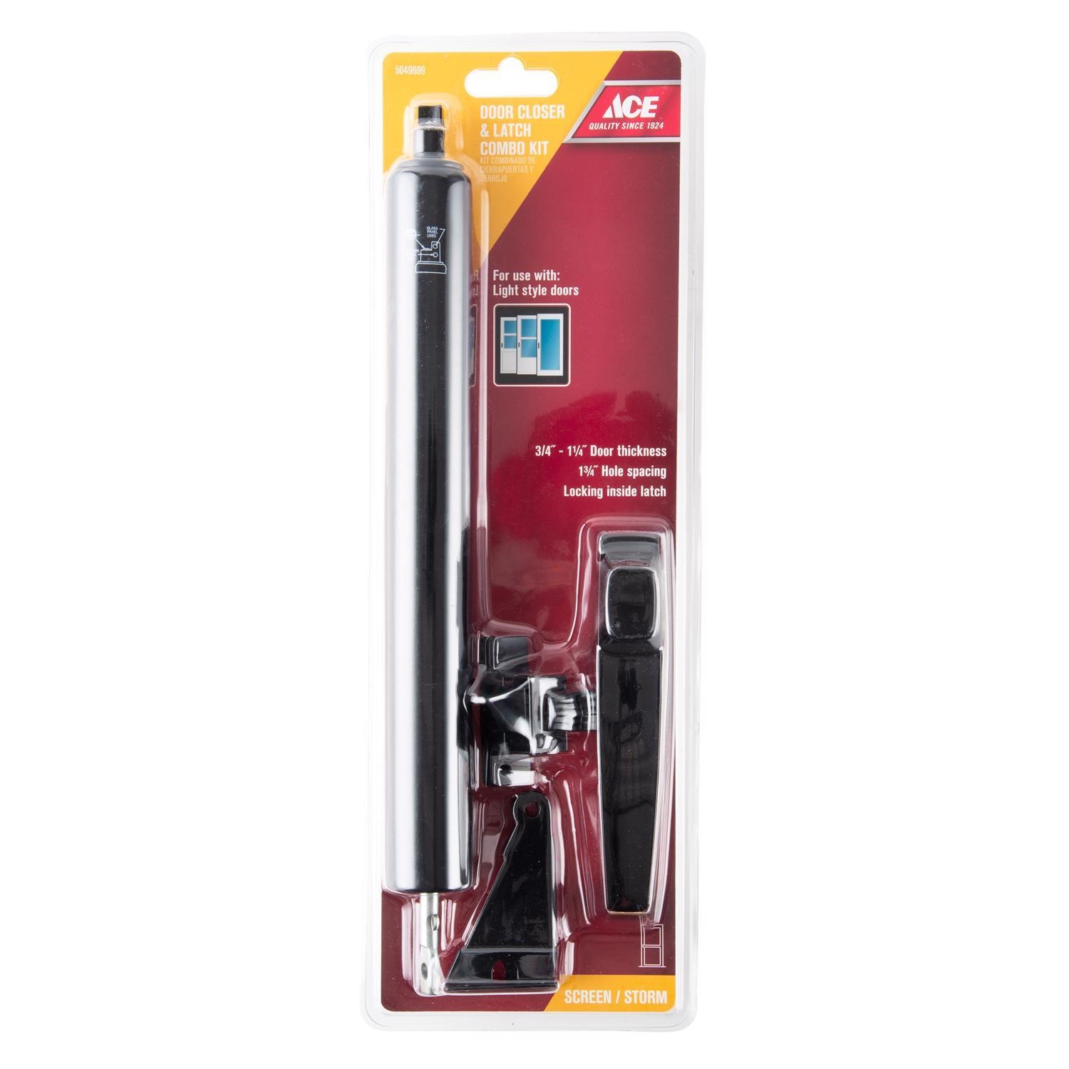 Ace Black Aluminum/Steel Pneumatic Screen/Storm Door Closer