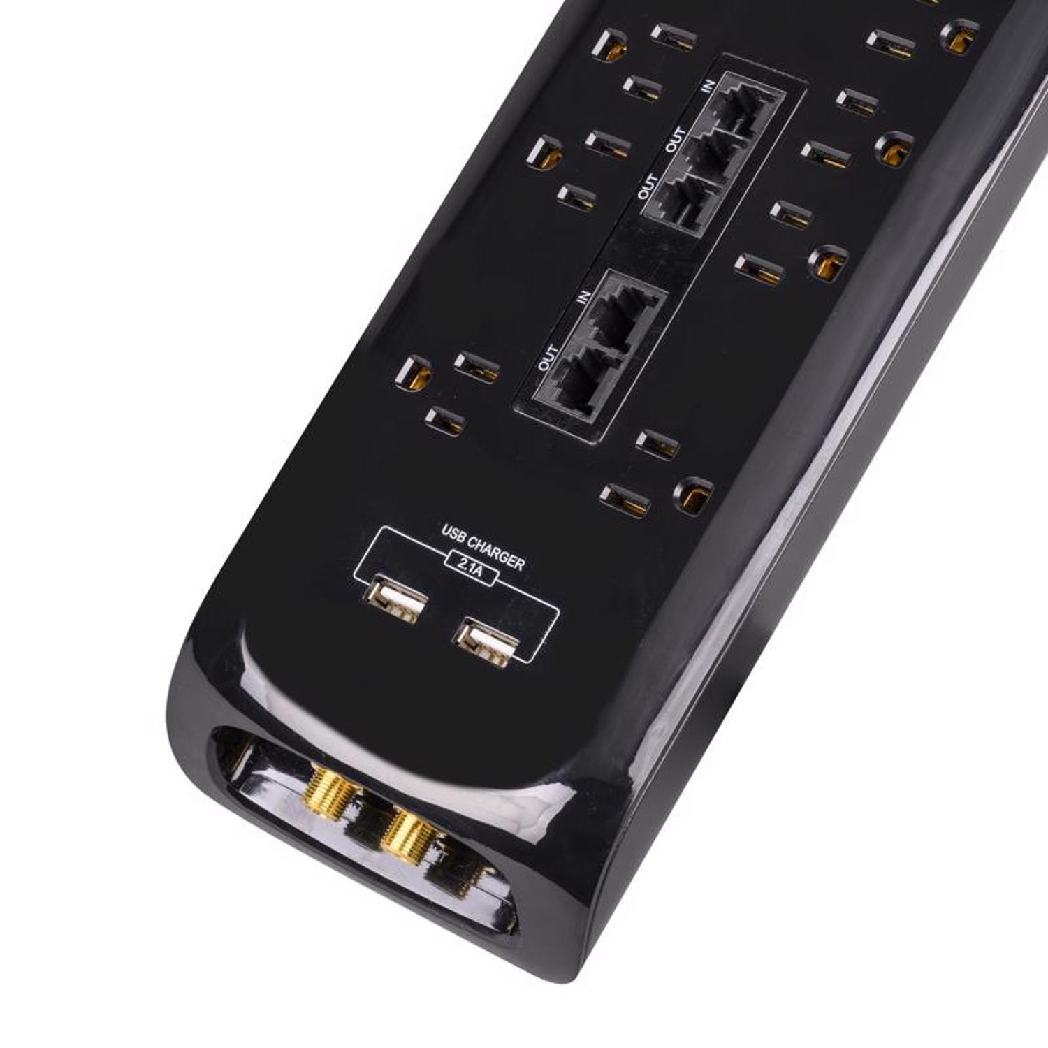 Monster Just Power It Up 6 ft. L 8 outlets Surge Protector w/USB Black 2160 J