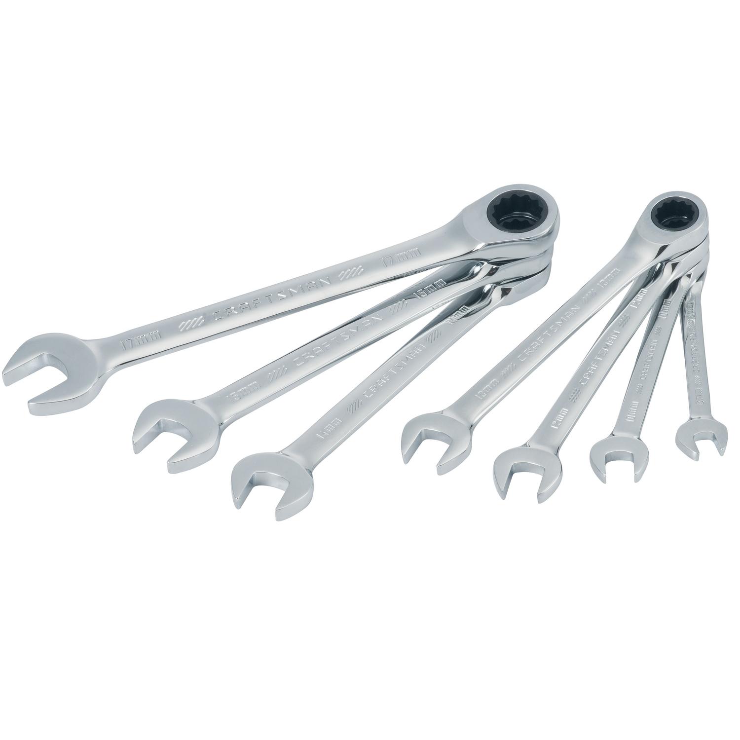 CRAFTSMAN 12 Point Metric Ratcheting Combination Wrench Set 7 pc