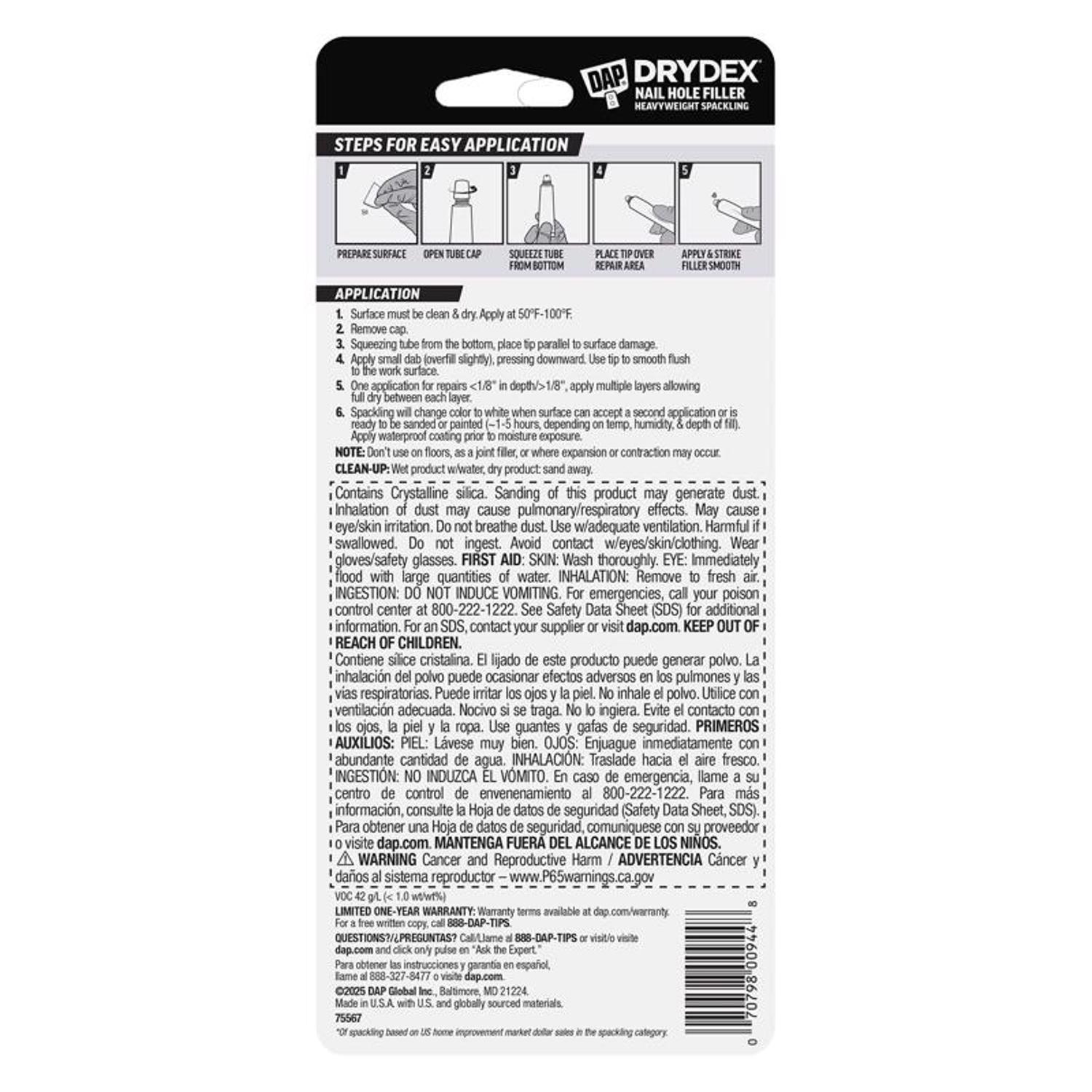 DAP DryDex Ready to Use Pink/White Nail Hole Filler 1 fl. oz.