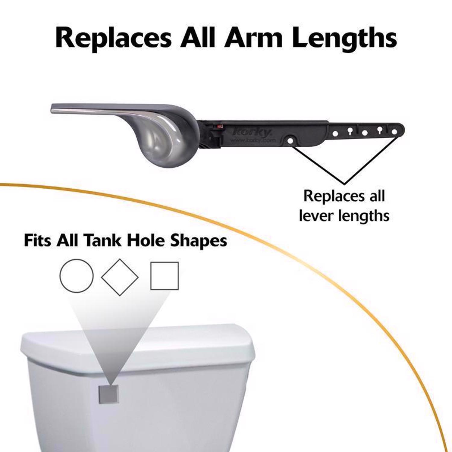 Korky Strong Arm Flush Handle Black Chrome For Universal
