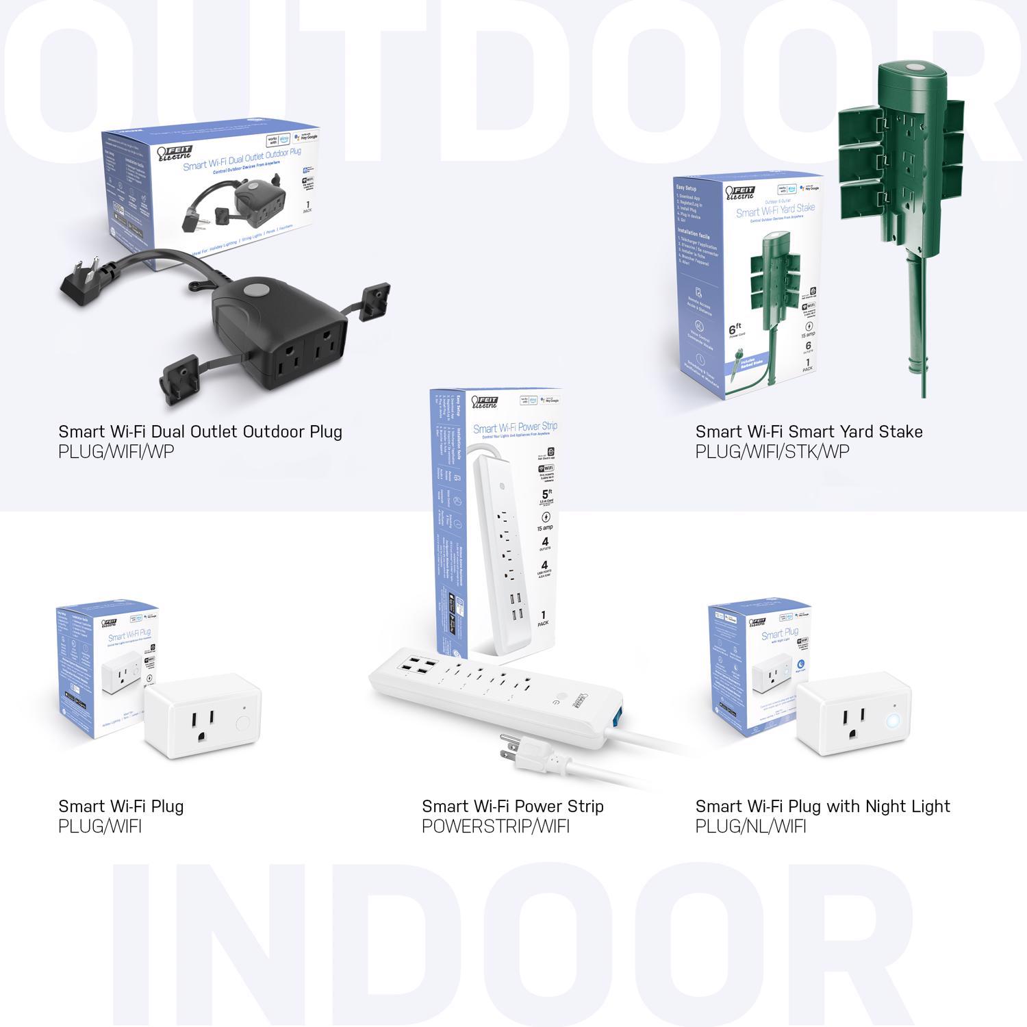 Feit Smart Home Residential Plastic Extension Smart-Enabled Plug with Night Light 1-15R