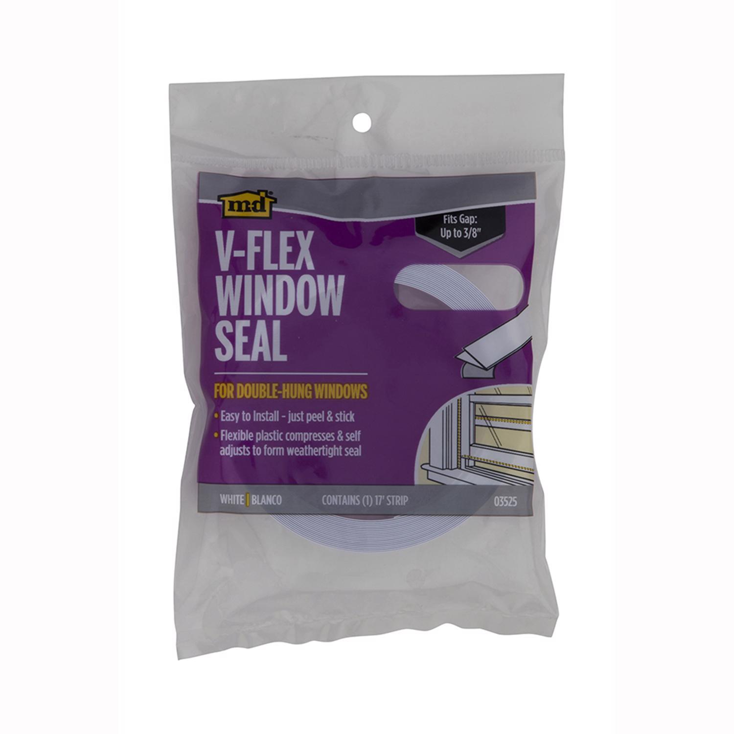 M-D White Plastic Weatherstrip For V Shaped 17 ft. L X 7/8 in.