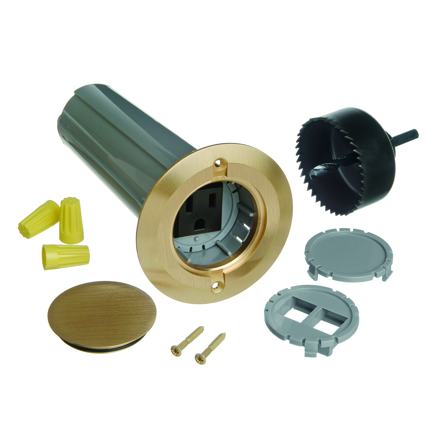 Carlon 11-13/16 cu in Round PVC 1 gang Floor Box Metallic