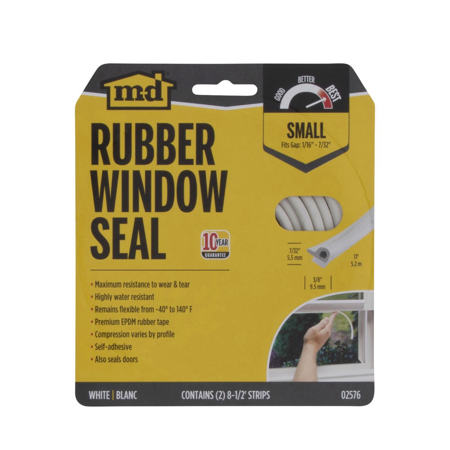 M-D White Rubber Weather Stripping Tape For Doors and Windows 17 ft. L X 7/32 in.