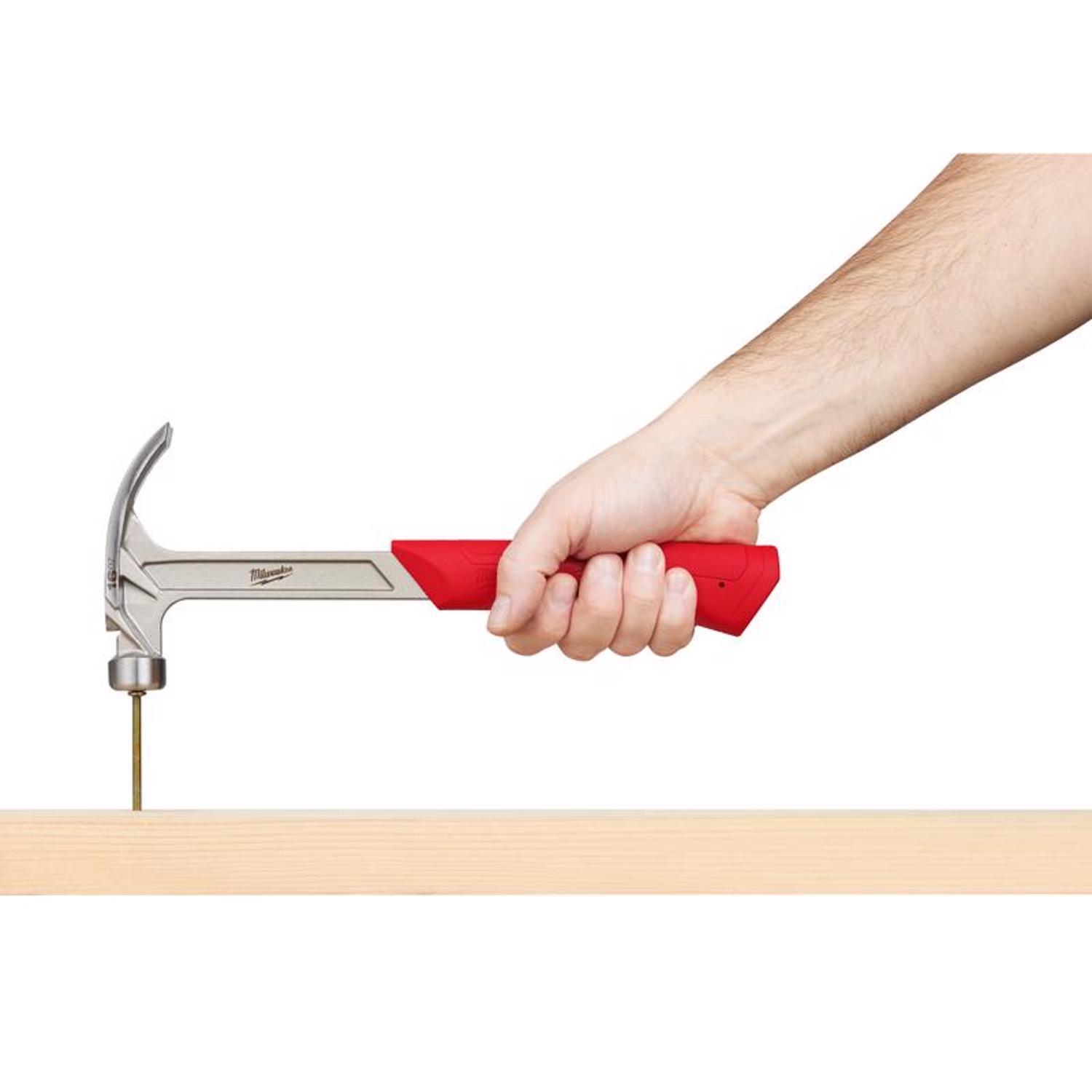 Milwaukee 16 oz Smooth Face Hybrid Claw Hammer 13 in. Fiberglass Handle