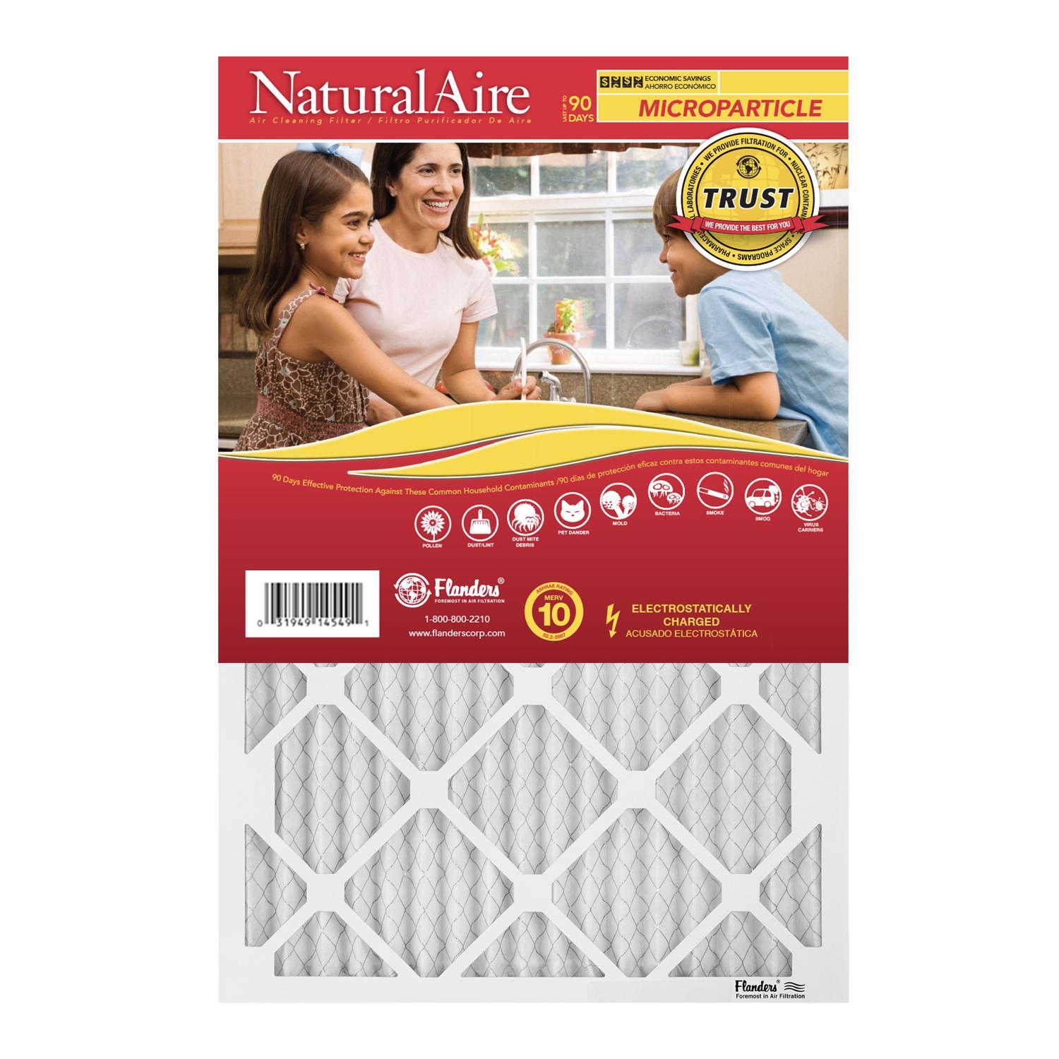NaturalAire 16 in. W X 25 in. H X 1 in. D Synthetic 10 MERV Pleated Microparticle Air Filter 1 pk