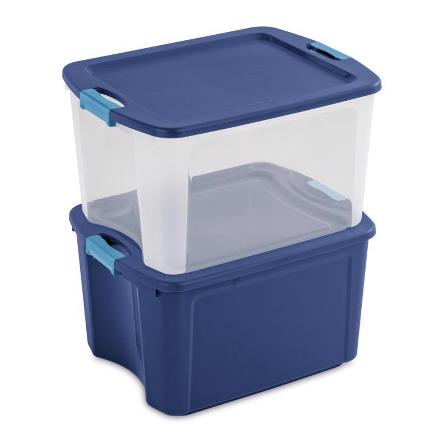 Sterilite 18 gal Blue/Clear Latch Storage Box 13-5/8 in. H X 23-5/8 in. W X 18-5/8 in. D Stackable
