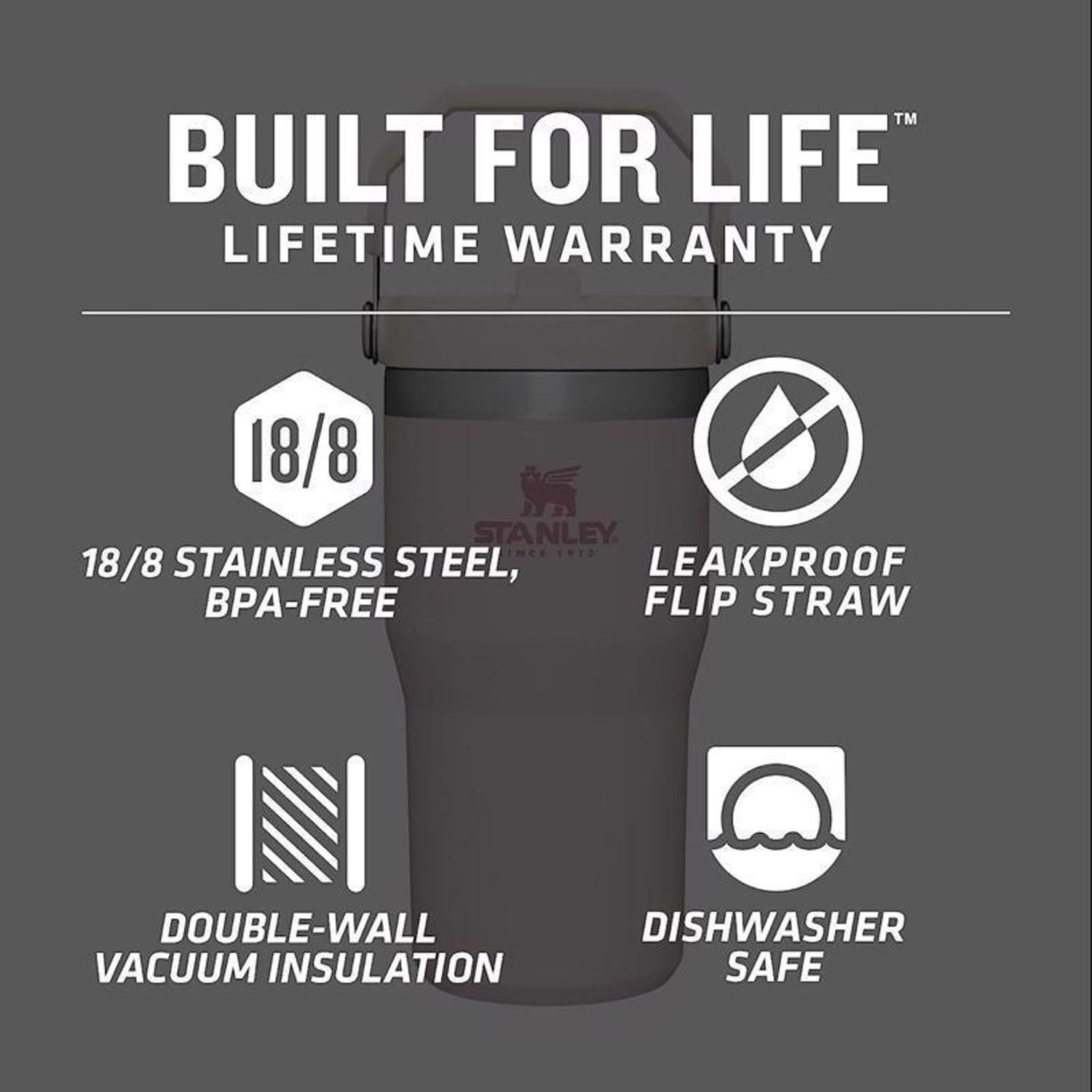 Stanley IceFlow 20 oz Rose Quartz BPA Free Double-wall Vacuum Insulated Straw Tumbler