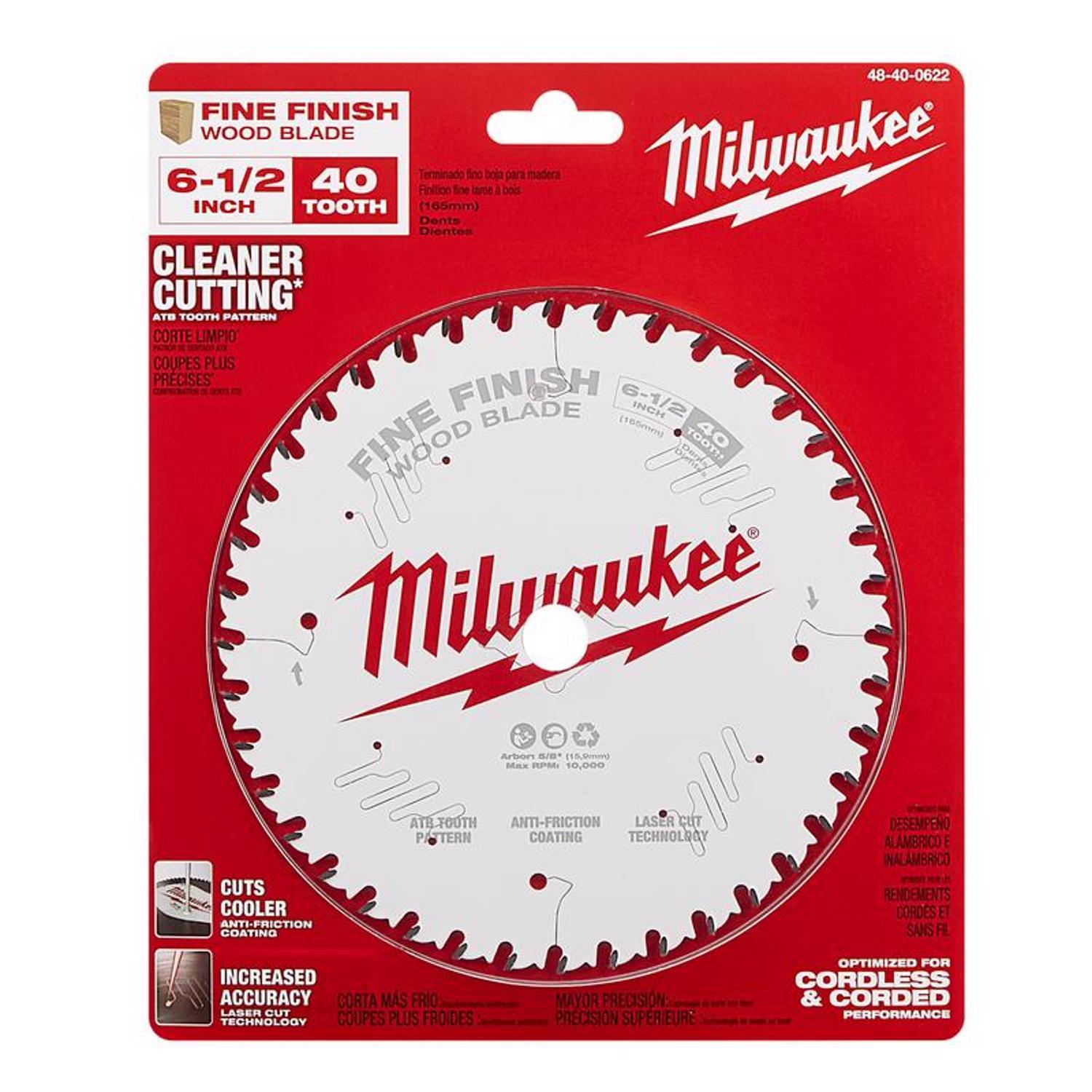 Milwaukee 6-1/2 in. D X 5/8 in. Fine Finish Tungsten Carbide Circular Saw Blade 40 teeth 1 pc