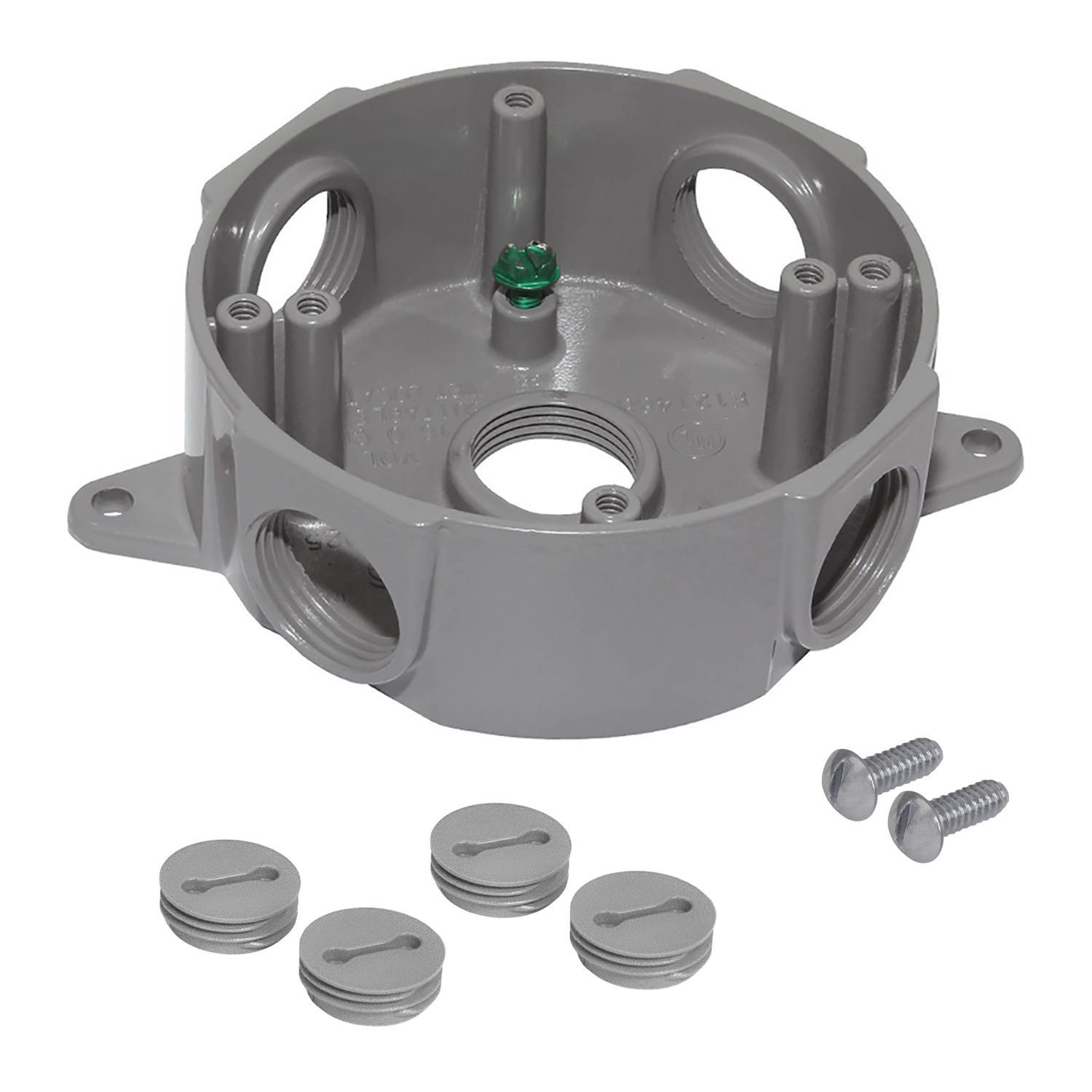 Sigma Engineered Solutions New Work 16 cu in Round Metal Weatherproof Box Gray