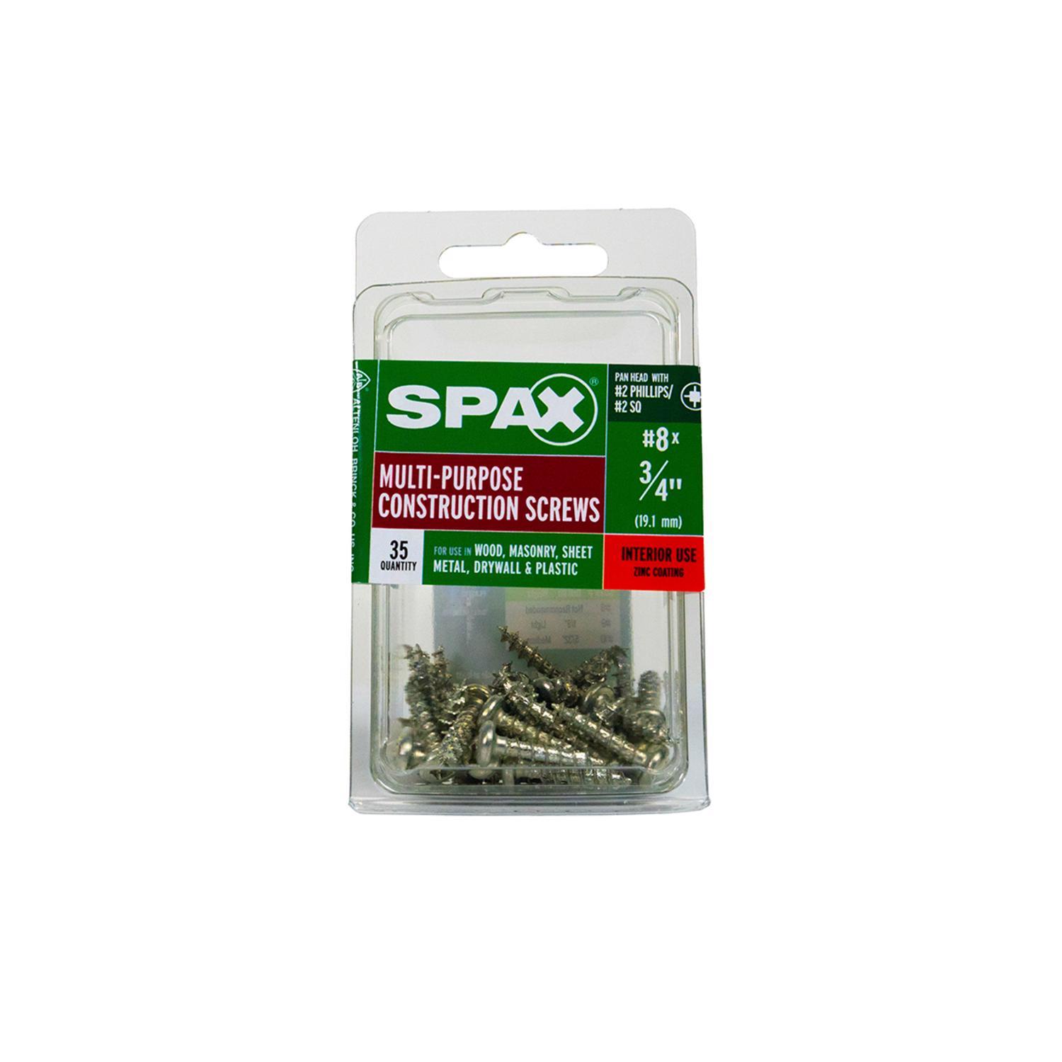 SPAX No. 8 X 3/4 in. L Phillips/Square Zinc-Plated Serrated Multi-Material Screw 35 Pack