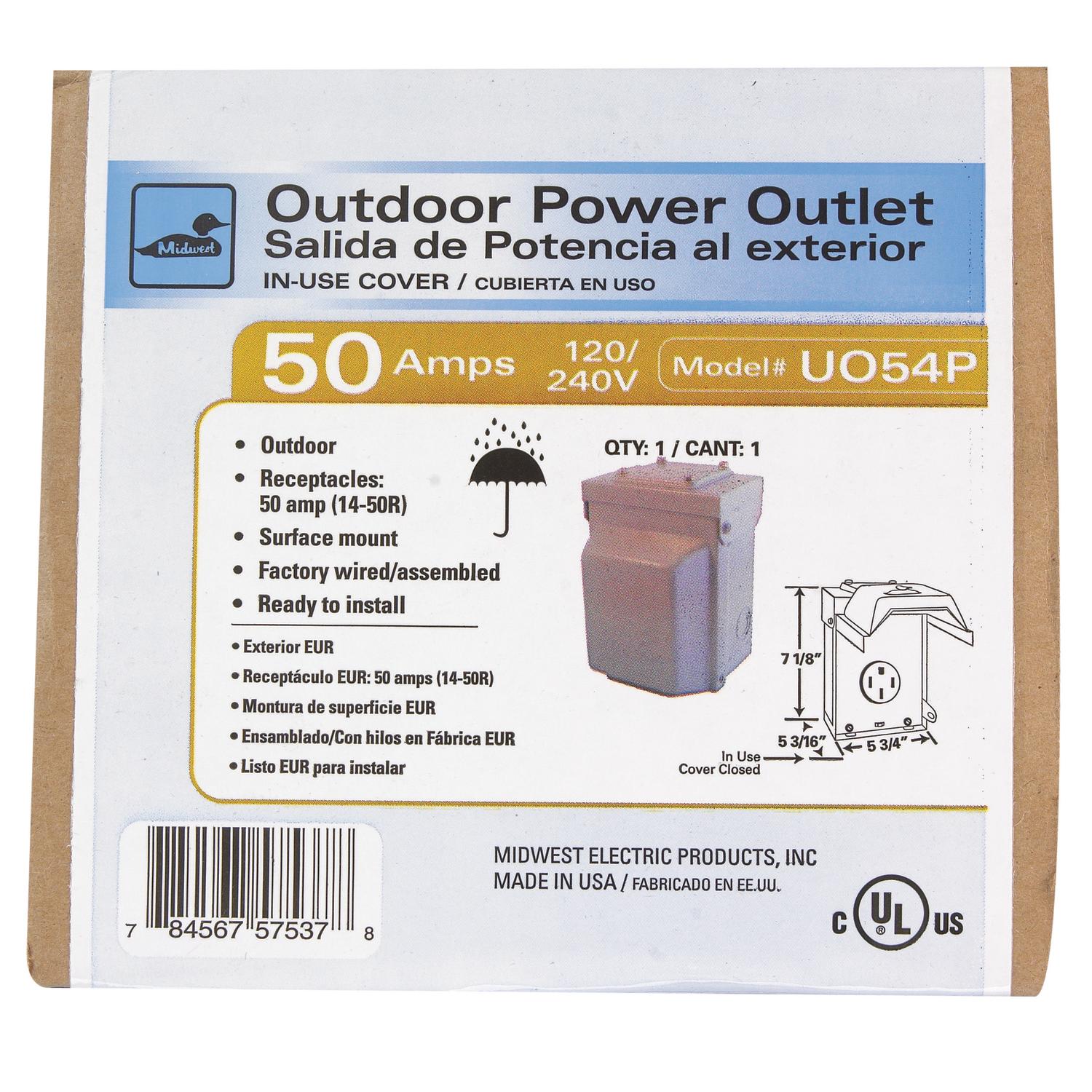 GE 50 amps 240 V Single Silver RV Power Outlet 1 pk