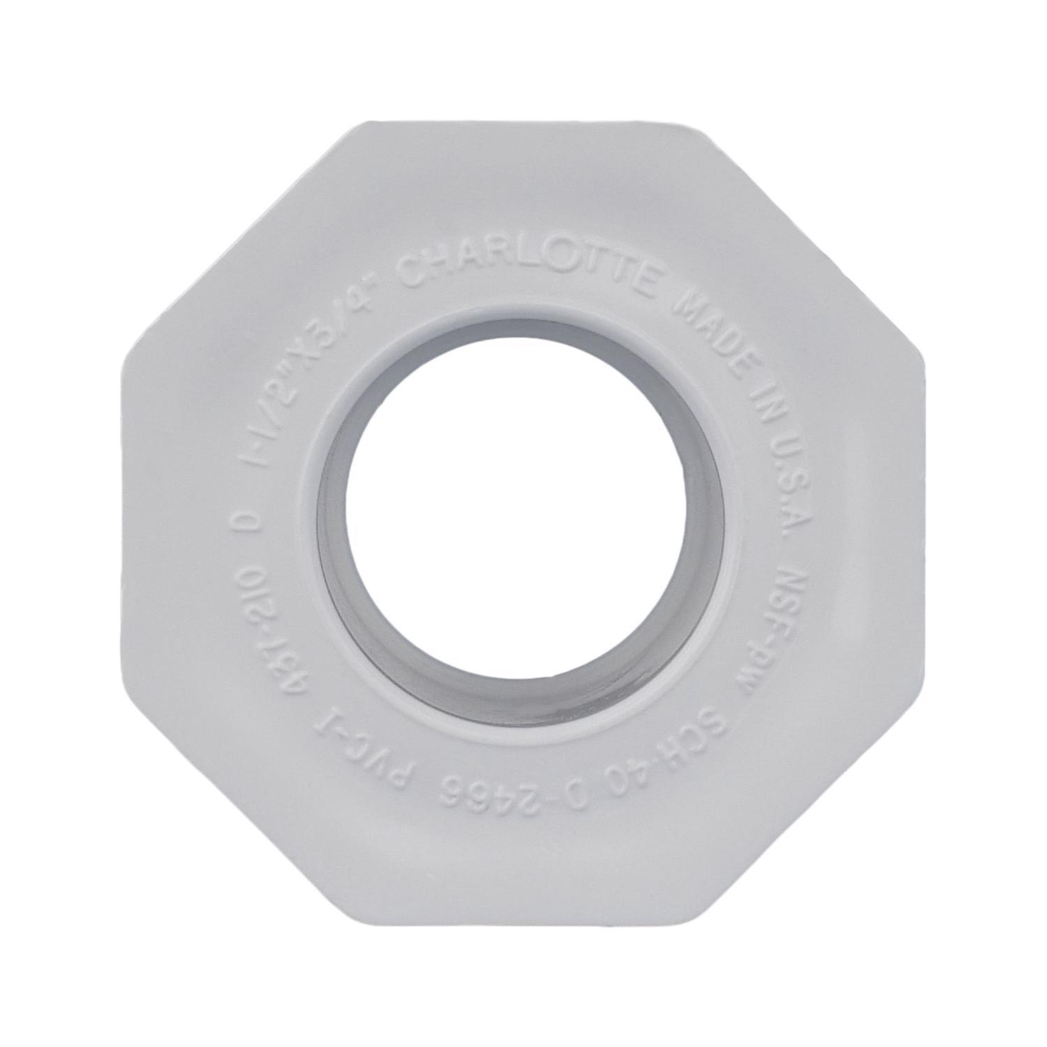 Charlotte Pipe Schedule 40 1-1/2 in. Spigot X 3/4 in. D Slip PVC Reducing Bushing 1 pk