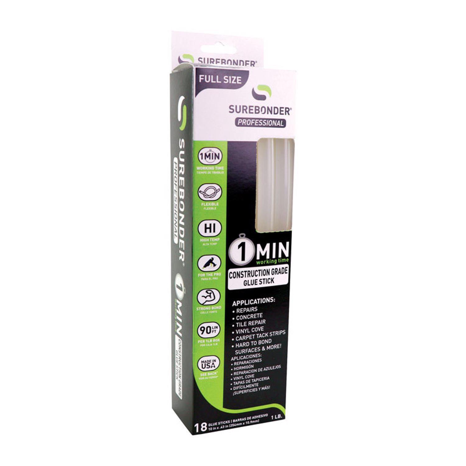 Surebonder .41 in. D X 10 in. L 1 Minute 1 Minute Construction Grade Glue Sticks Clear 18 pk