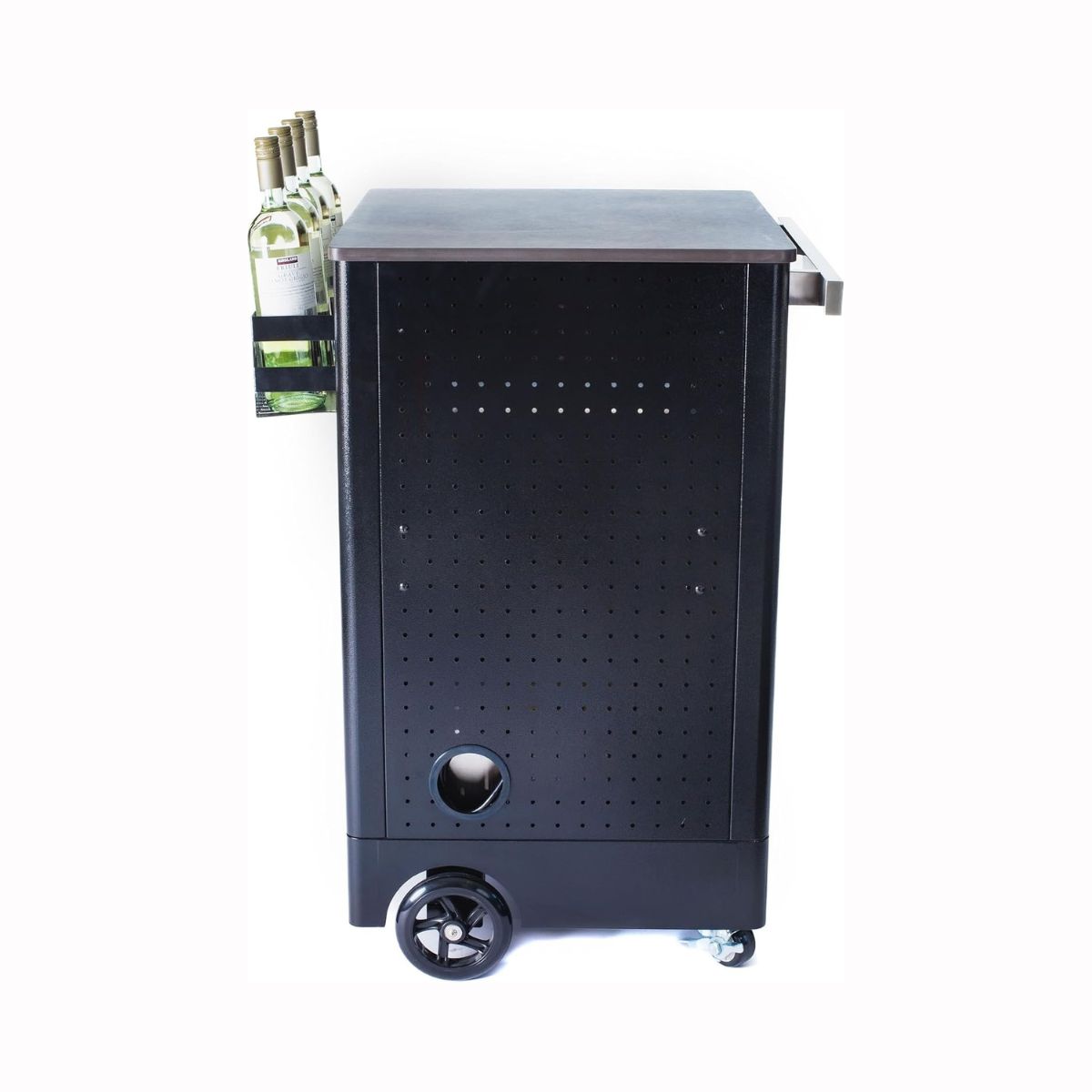 Mont Alpi Stainless Steel Outdoor Kitchen Island Rolling Bar Cart with Ceramic Top & Beverage Refrigerator 33 in.