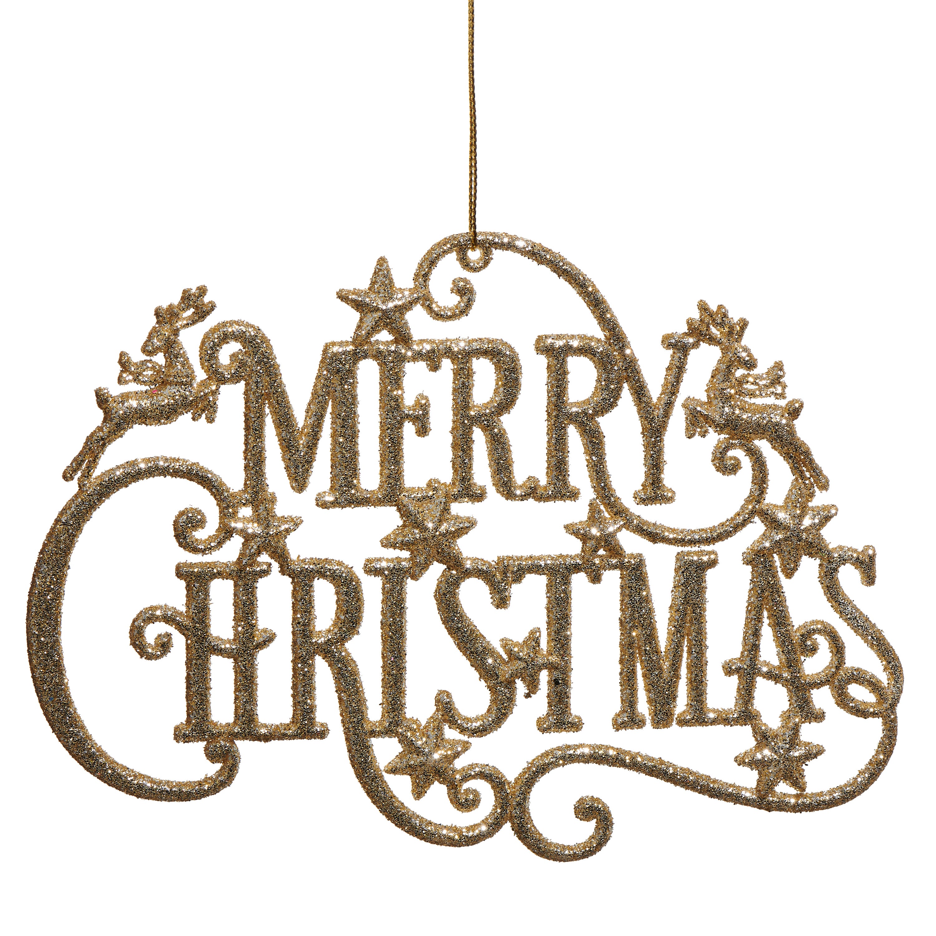 Raz Imports 7.25 in. Gold Glitter Merry Christmas Ornament