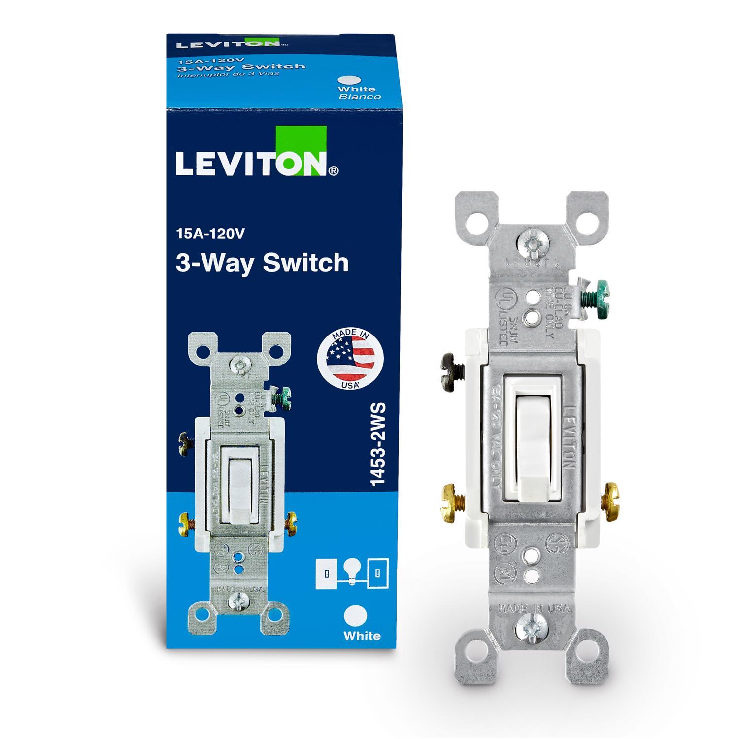 Leviton 15 amps Three Pole 3-Way Toggle AC Quiet Switch White 1 pk