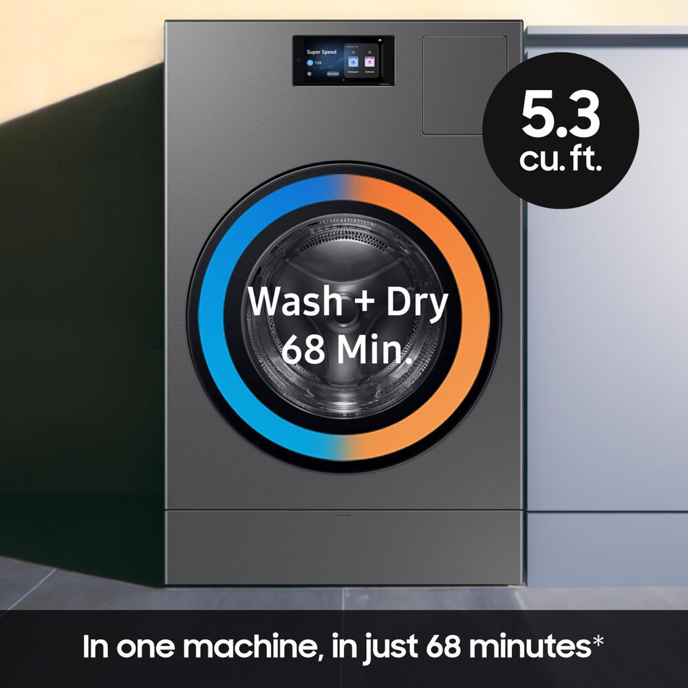 Samsung 5.3 Cu Ft. Bespoke AI Vented Laundry Combo All-in-One Ultra Capacity Washer and Electric Dryer with AI Home in Dark Steel