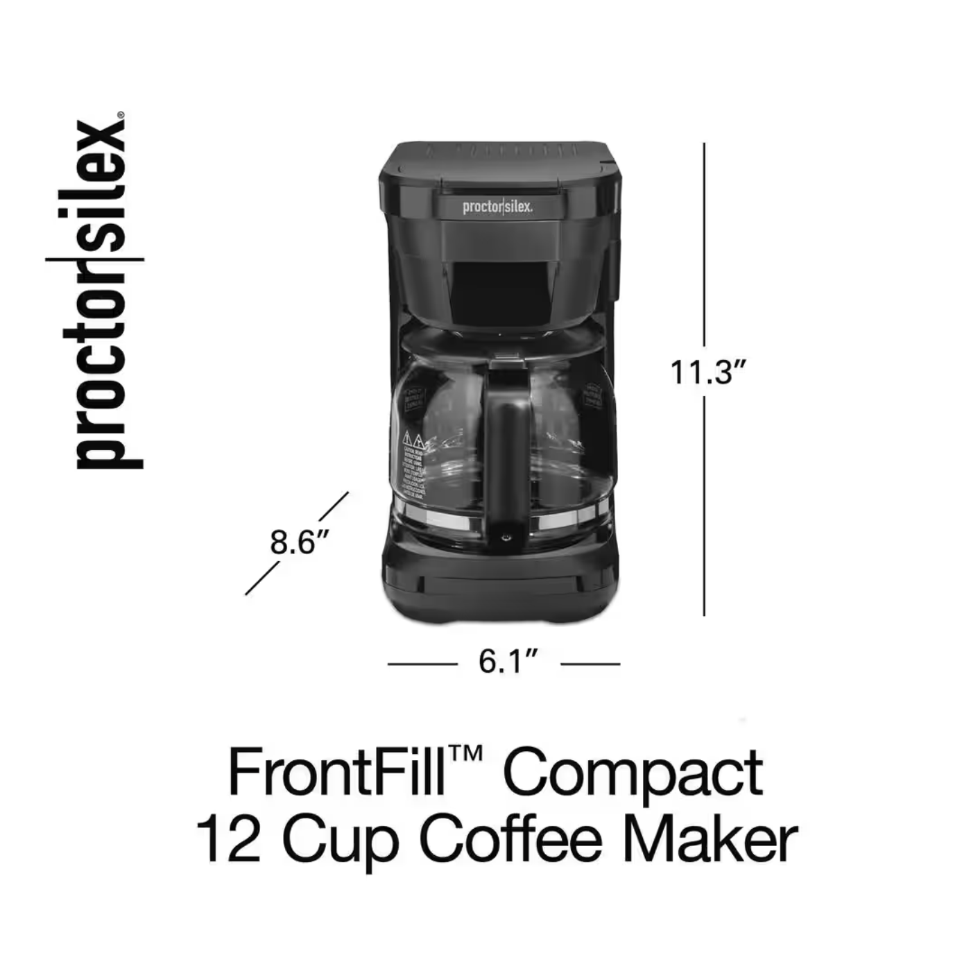 Proctor Silex 12-Cup Black Front Fill Compact Drip Coffee Maker