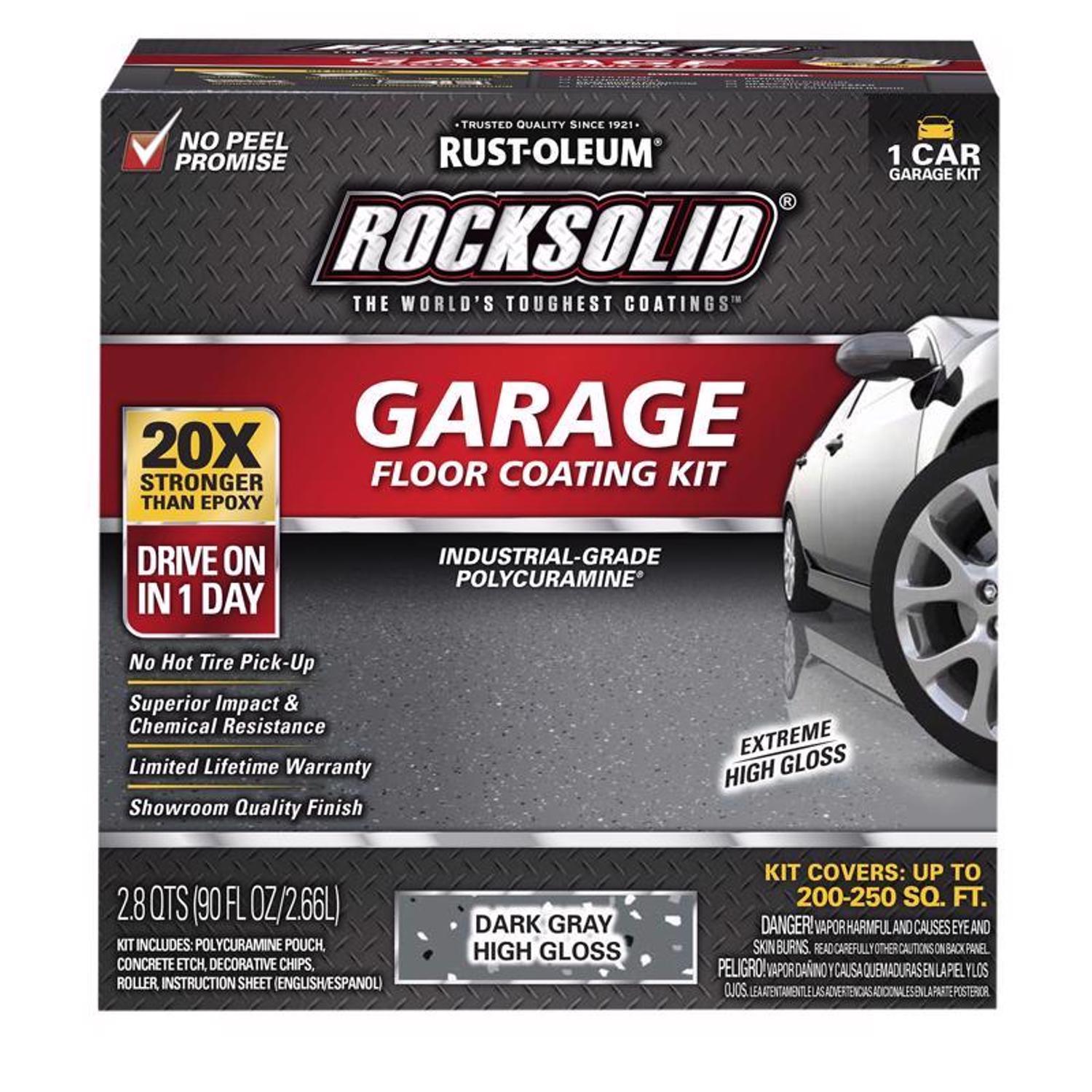 Rust-Oleum RockSolid High-Gloss Dark Gray Solvent-Based Polycuramine Garage Floor Coating Kit 90 oz