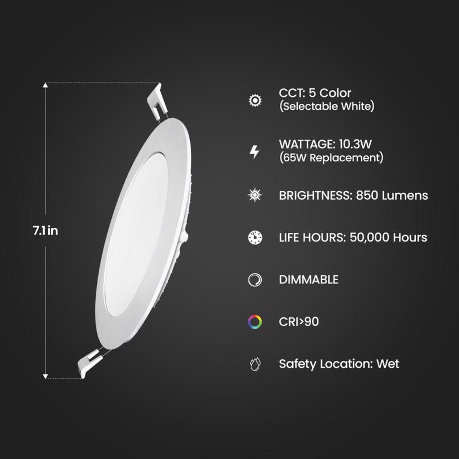 Feit LED Retrofits White 7.1 in. W LED Canless Recessed Downlight 10.3 W