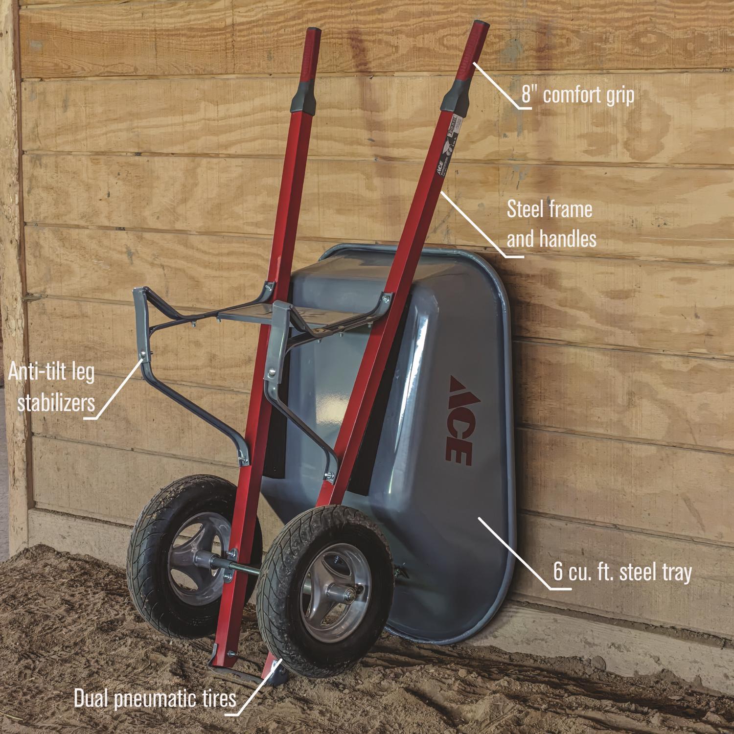 Ace Steel Contractor Wheelbarrow 6 cu ft