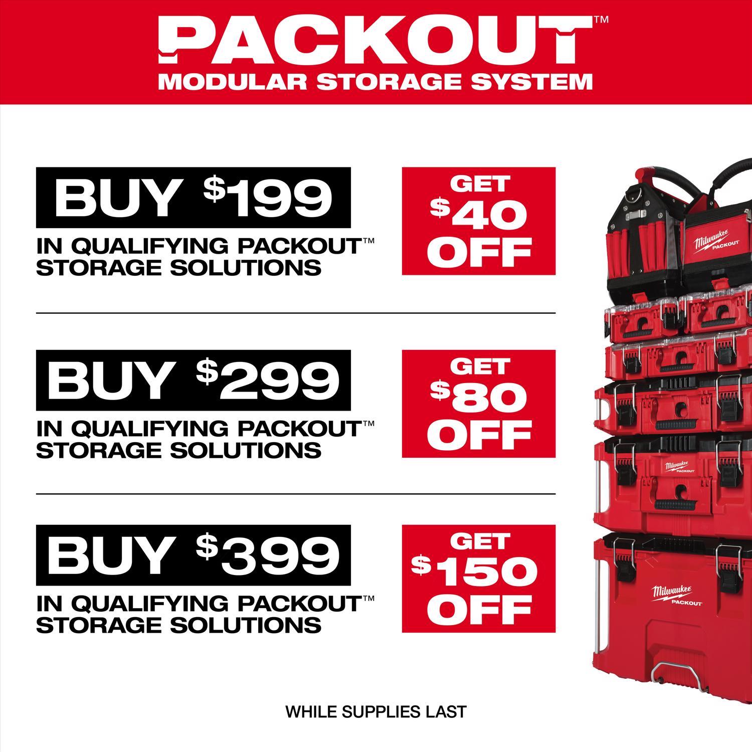 Milwaukee PACKOUT 30.75 in. W X 20 in. H Large Wall Mounted Plate Polypropylene 18 compartments Blac