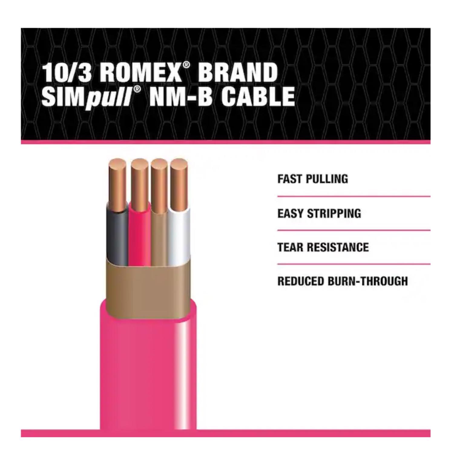 Southwire 25 ft. 10/3 Solid Romex Type NM-B WG Non-Metallic Wire