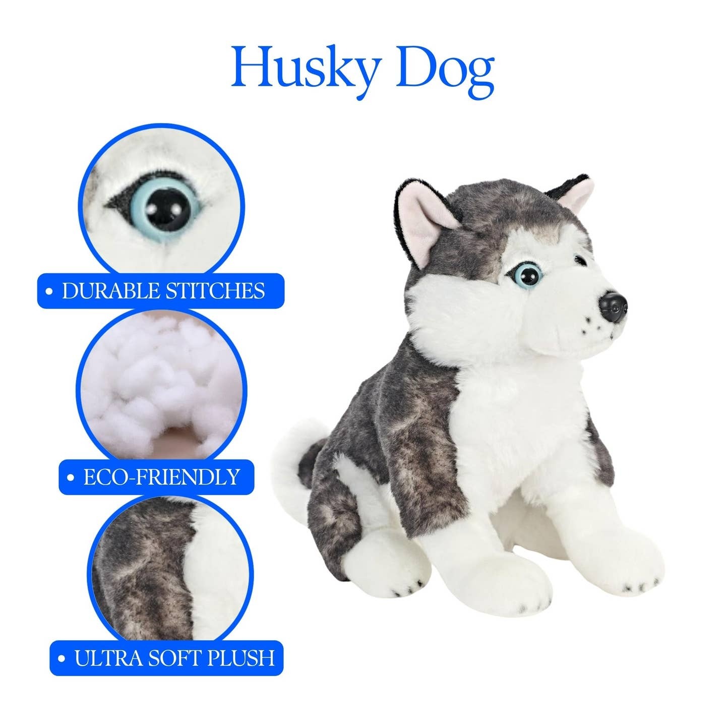 The Petting Zoo Husky Dog Stuffed Animal Plushie 12 in.