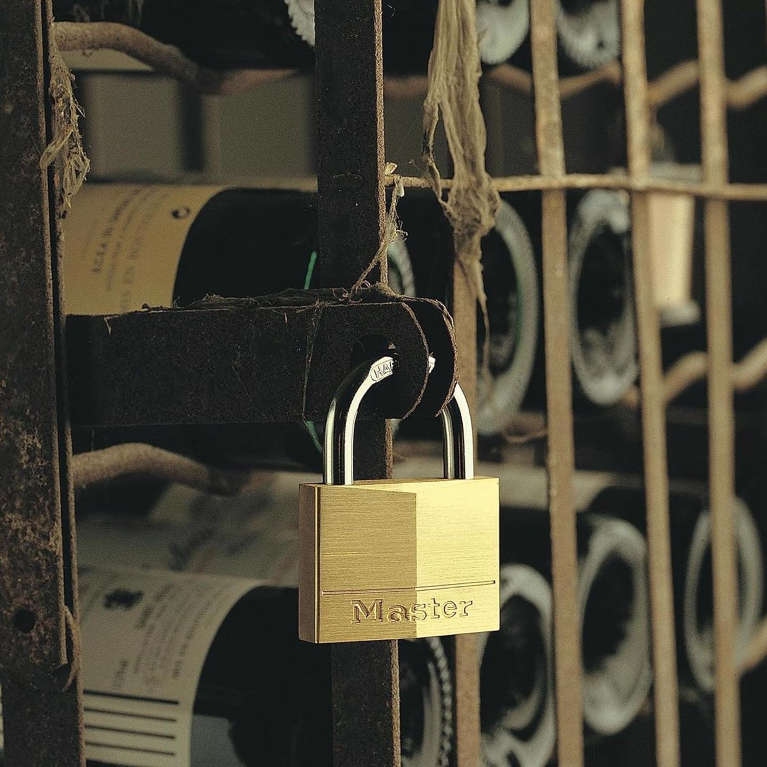 Master Lock 1-1/4 in. H X 5/16 in. W X 1-9/16 in. L Brass 4-Pin Cylinder Exterior Padlock