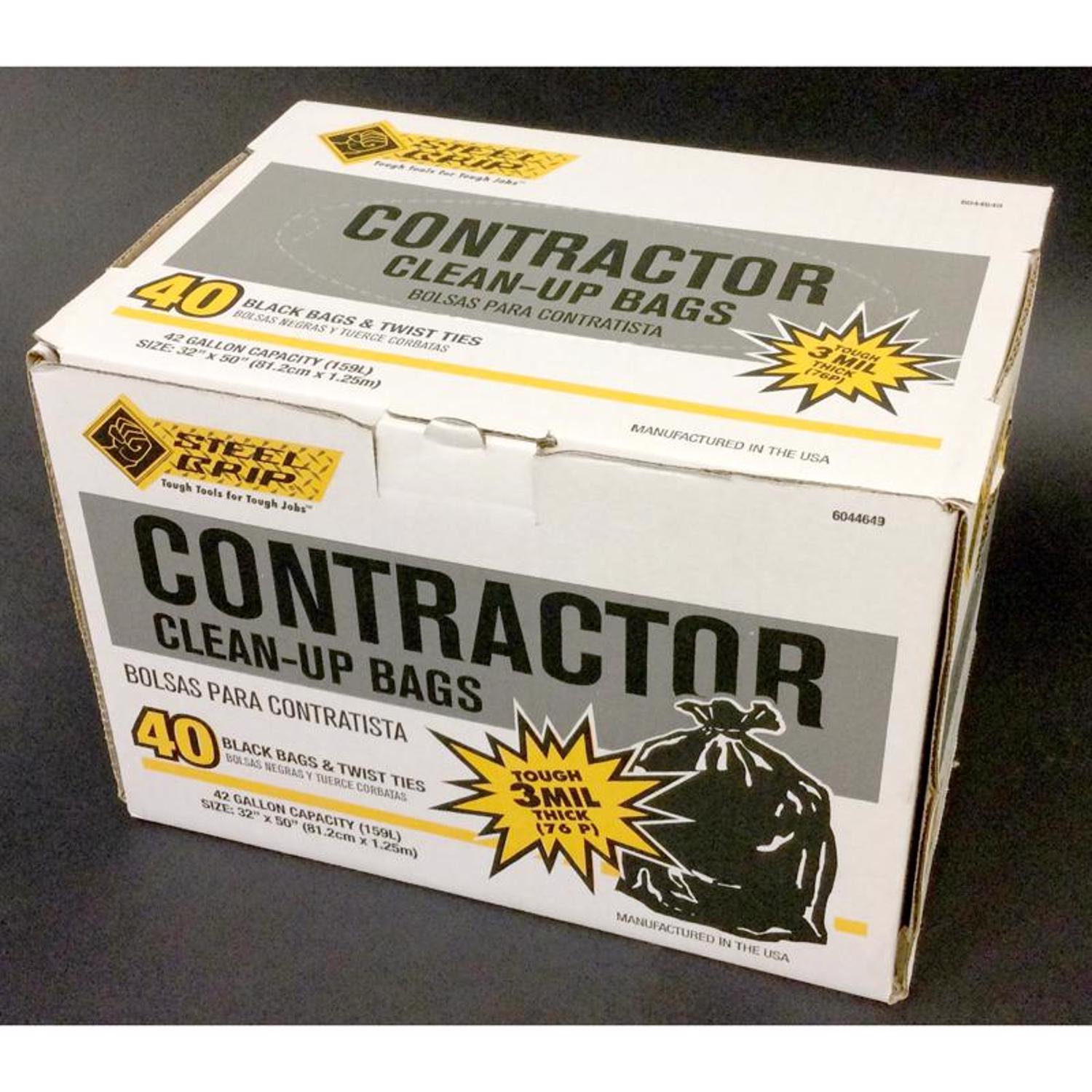 Steel Grip 42 gal Contractor Bags Twist Tie 40 pk 3 mil