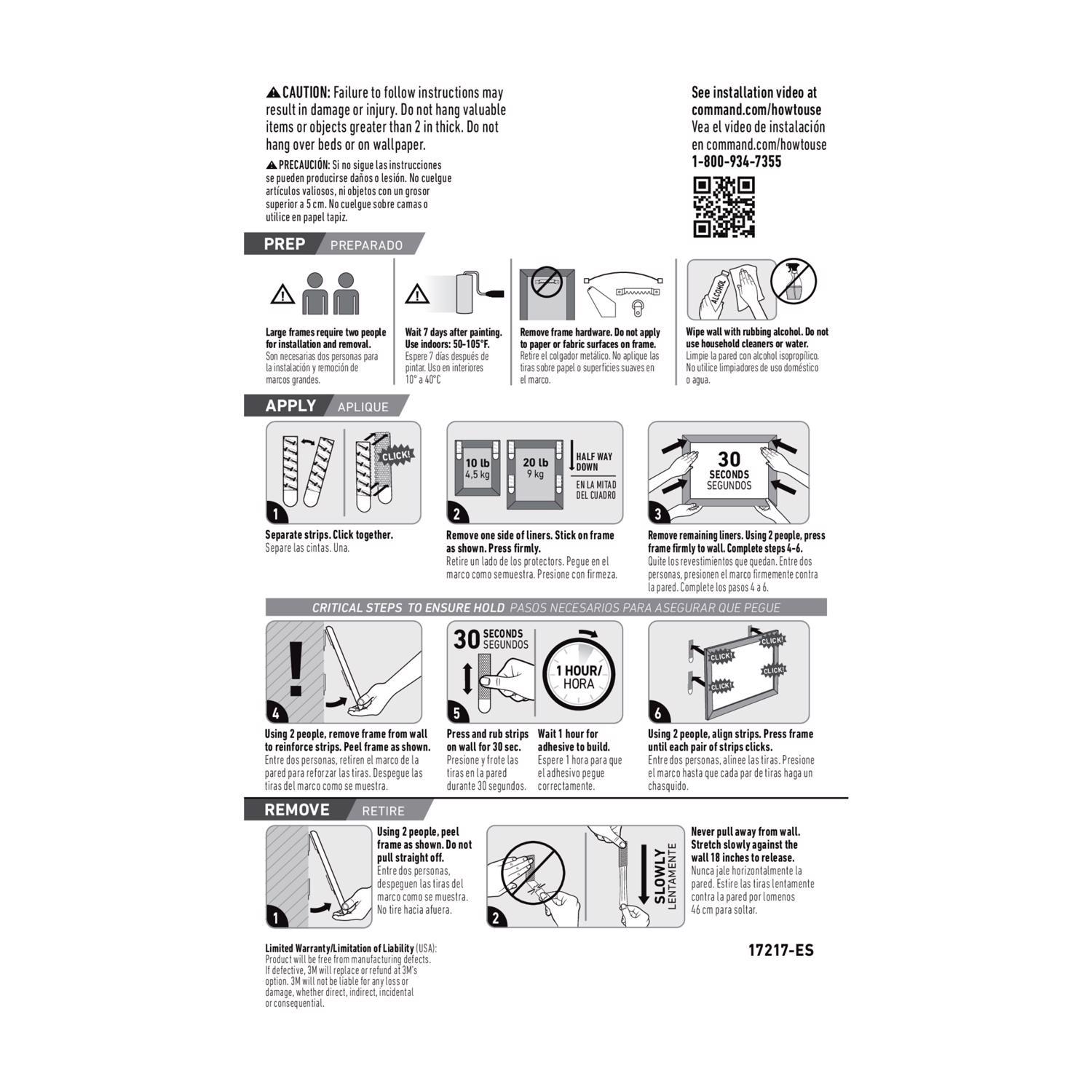 3M Command White Picture Hanging Strips 20 lb 4 pair