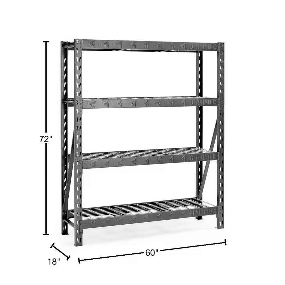 Gladiator 4-Tier Welded Steel Garage Storage Shelving Unit 60x18x72
