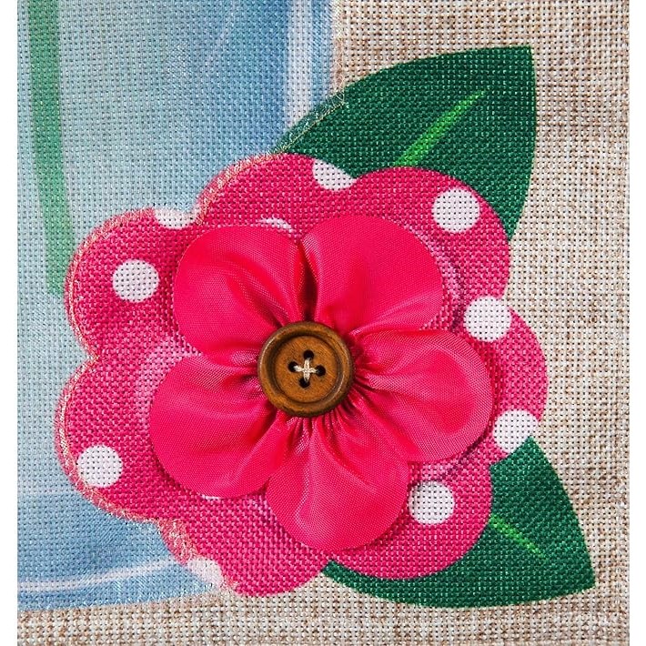 Evergreen Flag Polka Dot Floral Mason Jar Garden Burlap Flag - 13 in. x 1 in. x 18 in.