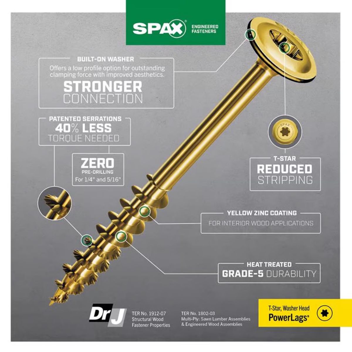 SPAX PowerLags 1/4 in. in. x 3-1/2 in. L Star Washer Head Serrated Structural Screws