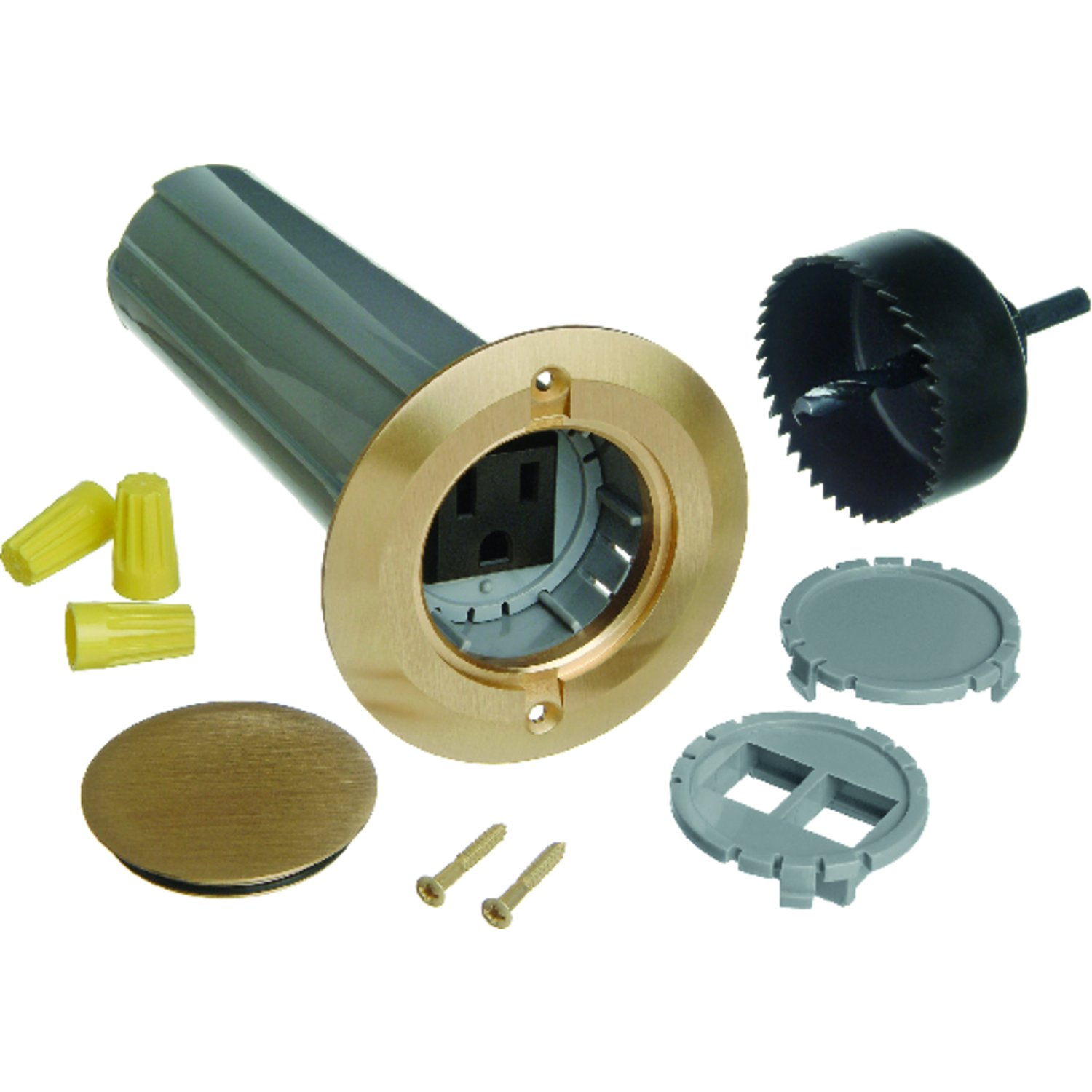 Carlon 11-13/16 cu in Round PVC 1 gang Floor Box Metallic