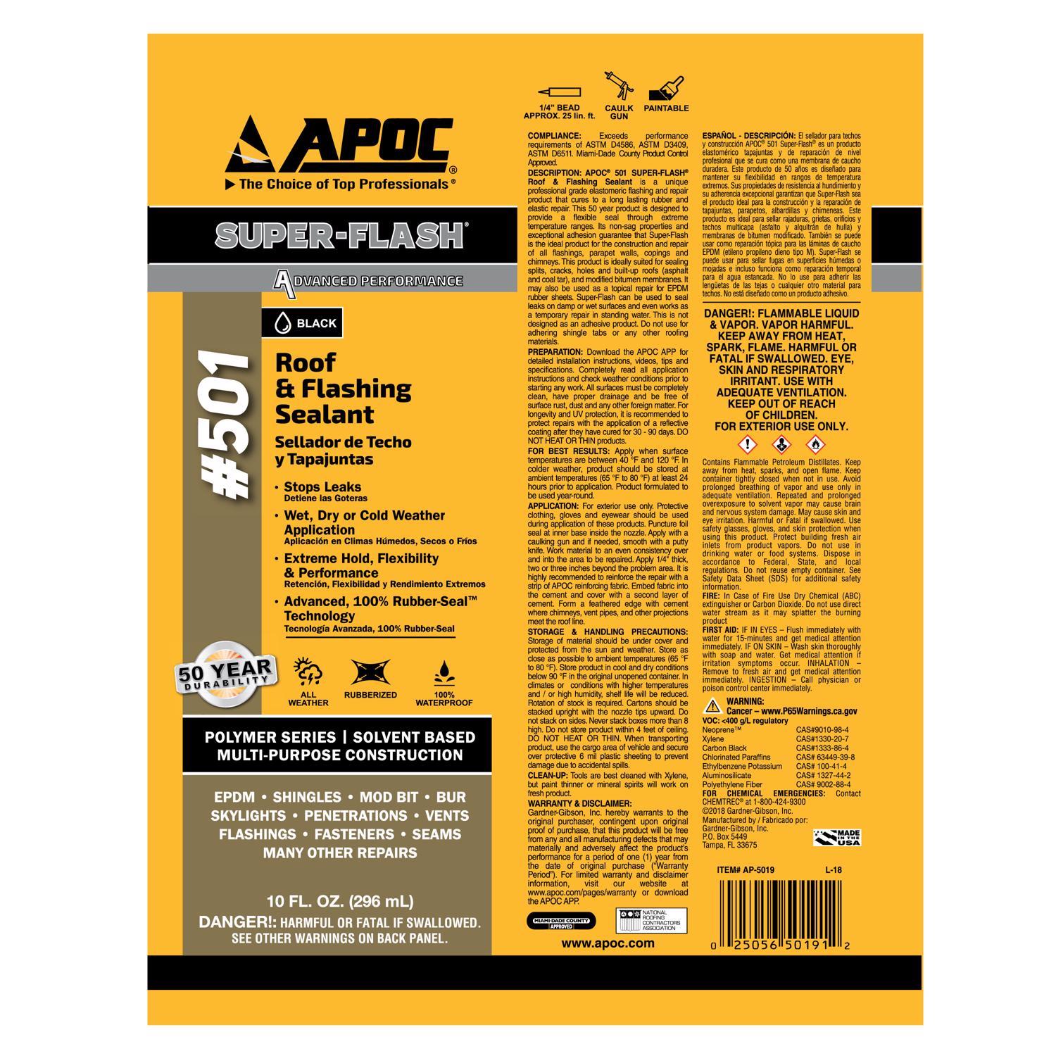 APOC Gloss Black Elastomeric Flashing Cement 10 oz