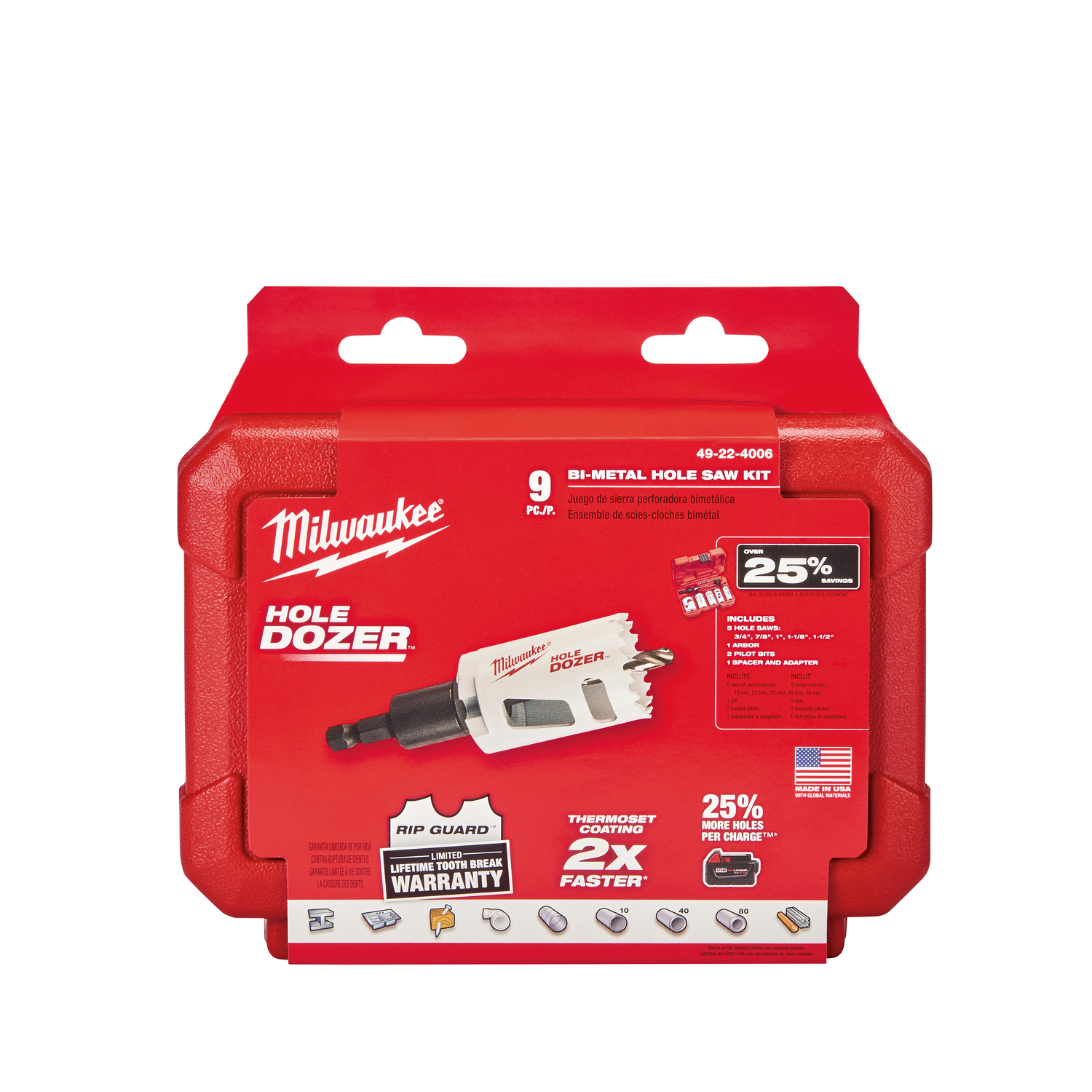 Milwaukee Hole Dozer Assorted Bi-Metal Hole Saw Kit 9 pc