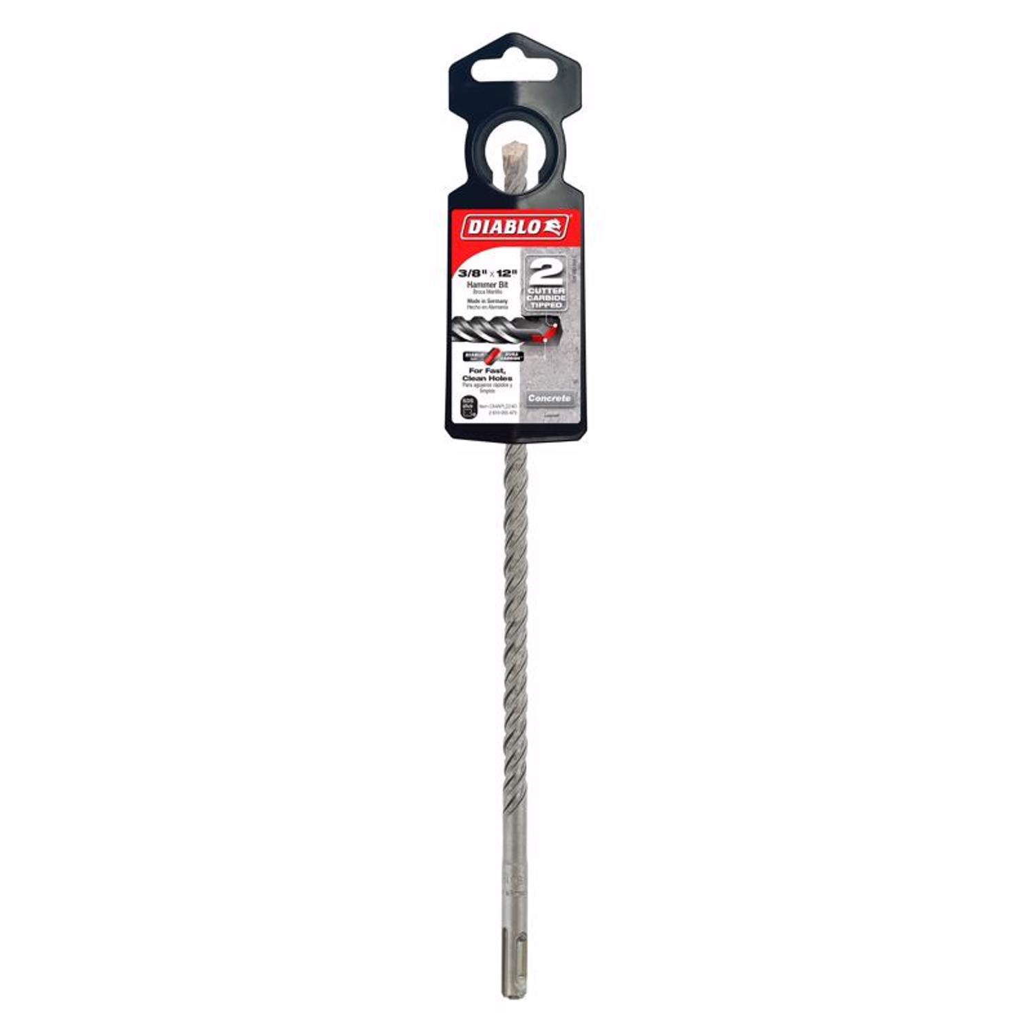 Diablo 3/8 in. X 12 in. L Carbide Tipped 2-Cutter Hammer Drill Bit SDS-Plus Shank 1 pk